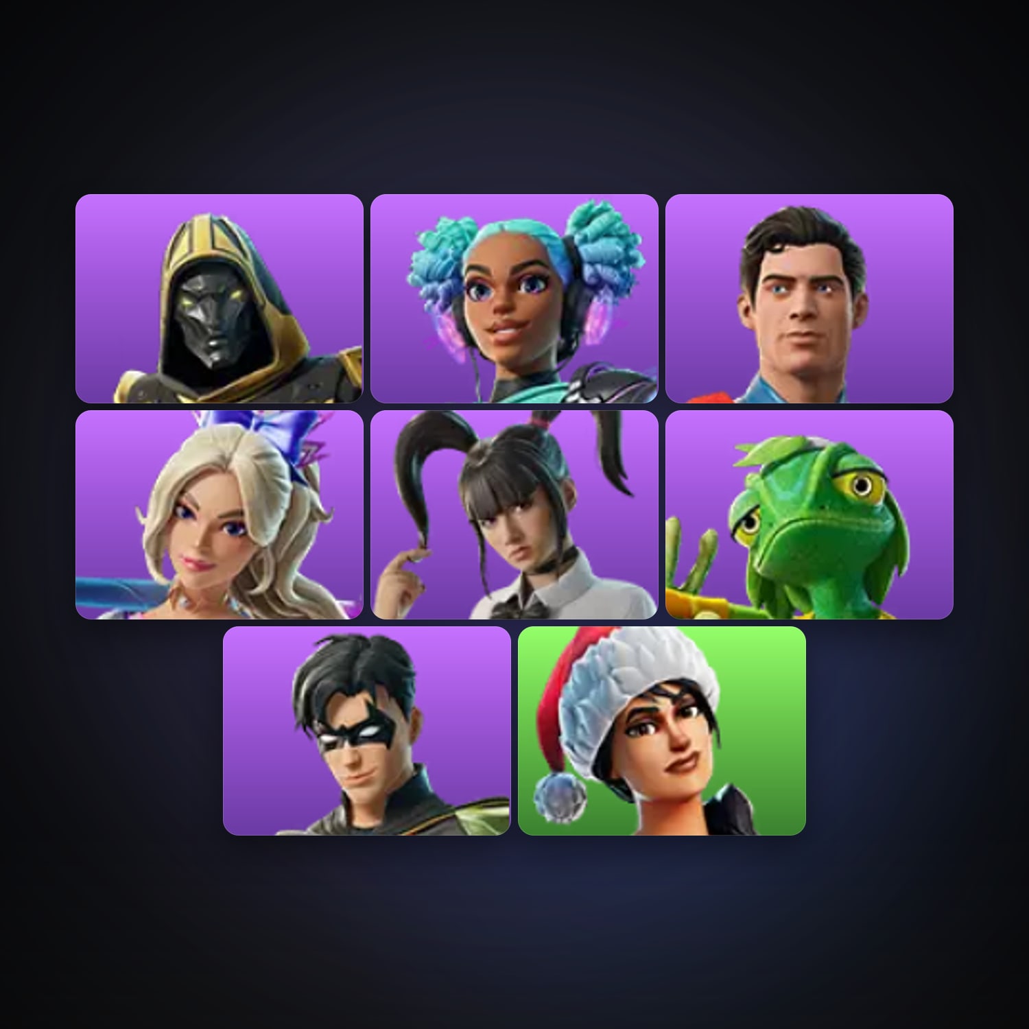 Fortnite locker — 8 skins — 100 V-Bucks — lvl 125 — HabibiAccounts