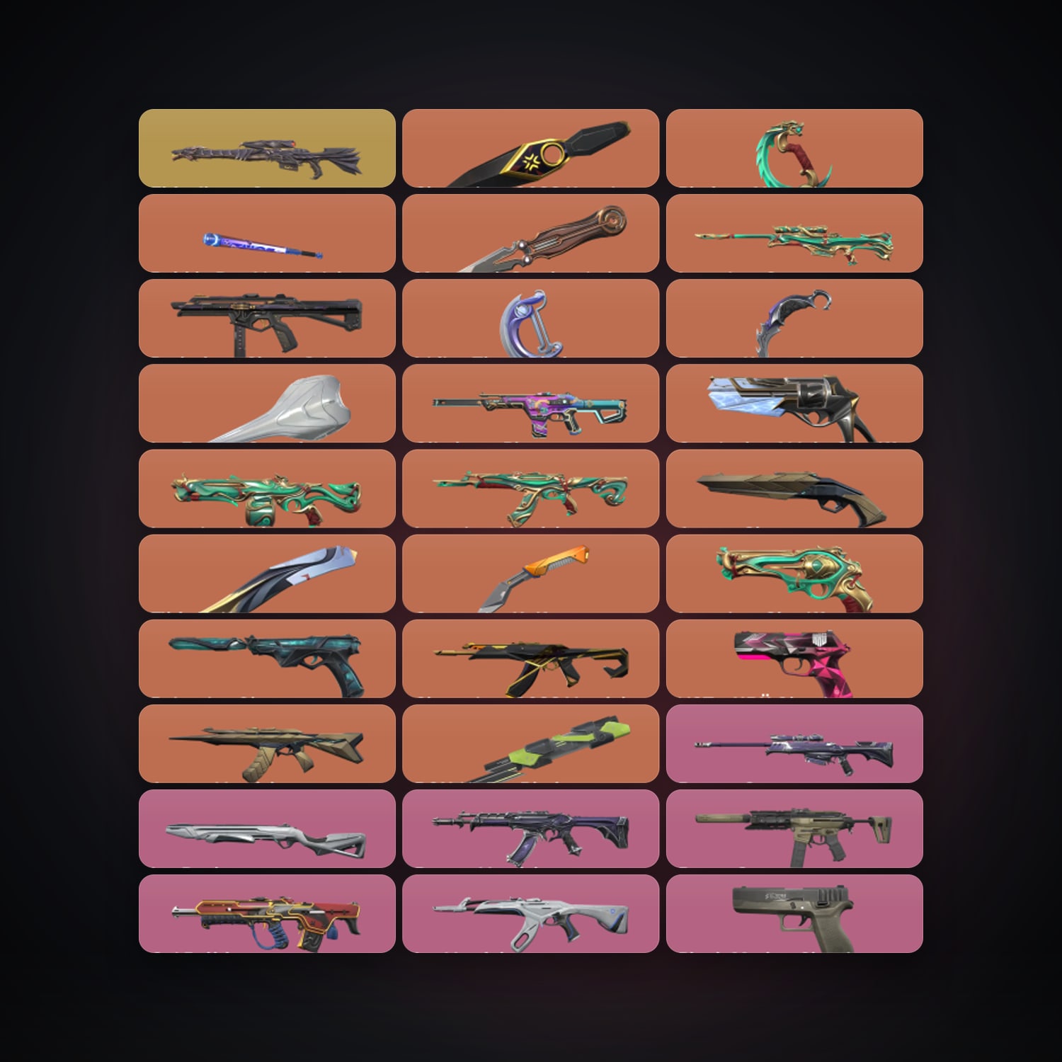 LA Gold 1 locker — 10 knives, 98 skins, lvl 189 — HabibiAccounts