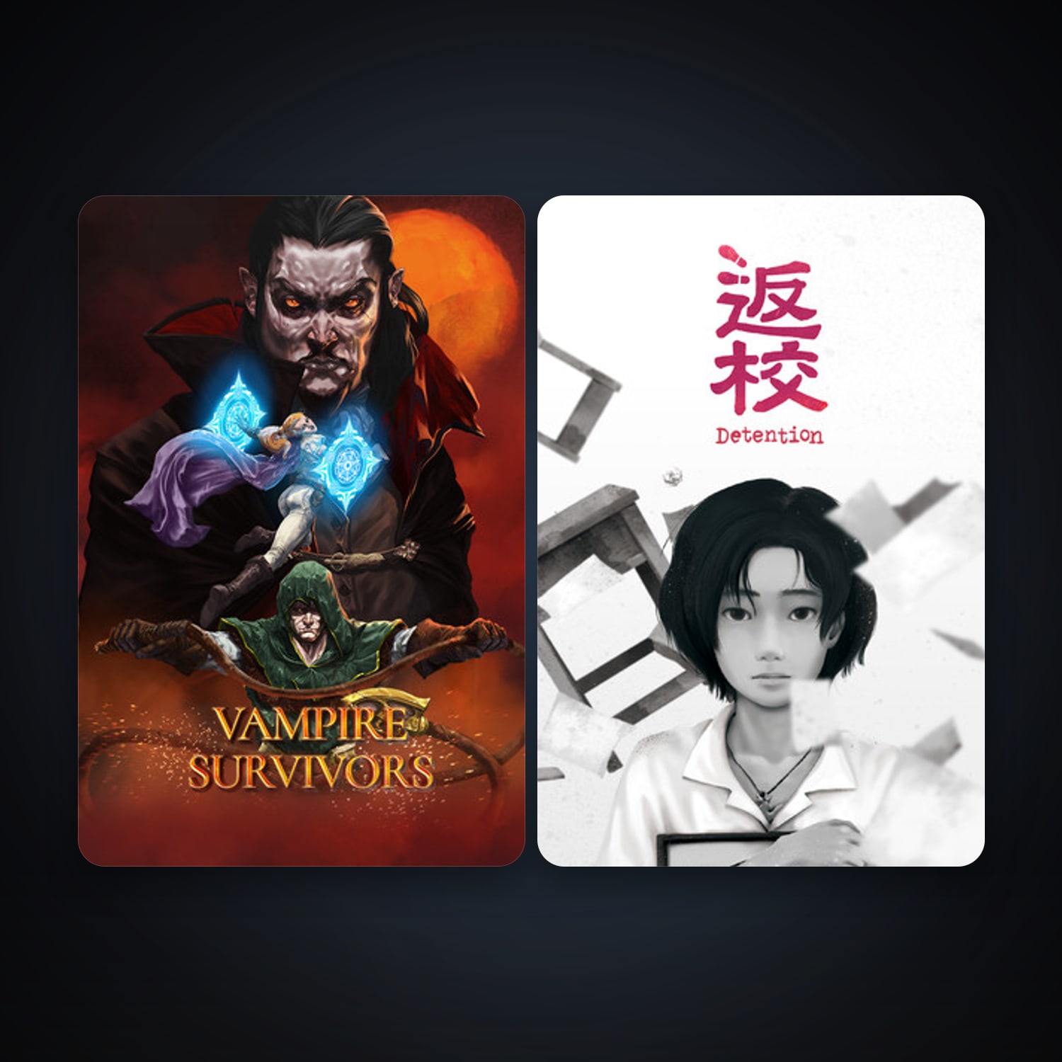 Detention + Vampire Survivors, 2 games, clean — HabibiAccounts