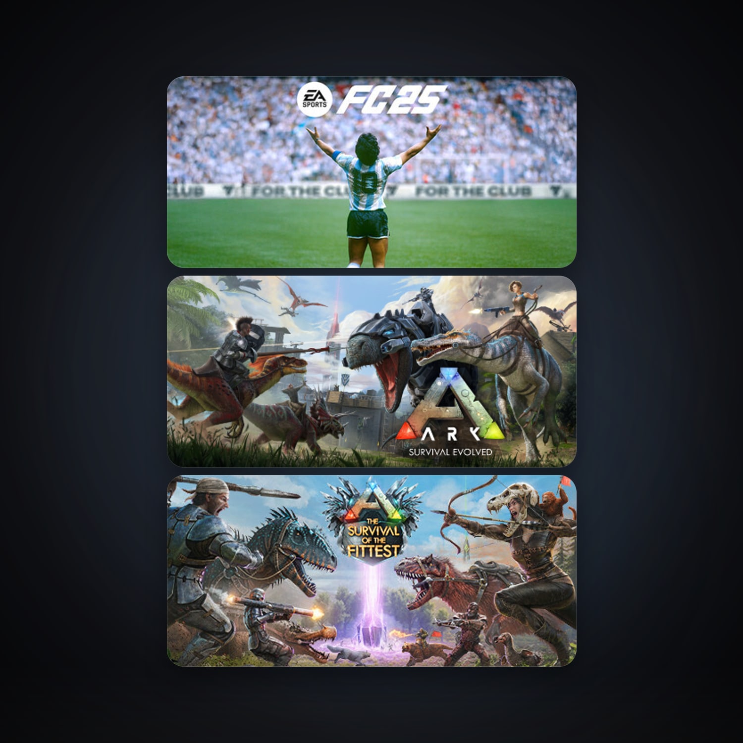 ARK: Survival Evolved + ARK: The Survival Of The Fittest, 3 games, clean — HabibiAccounts