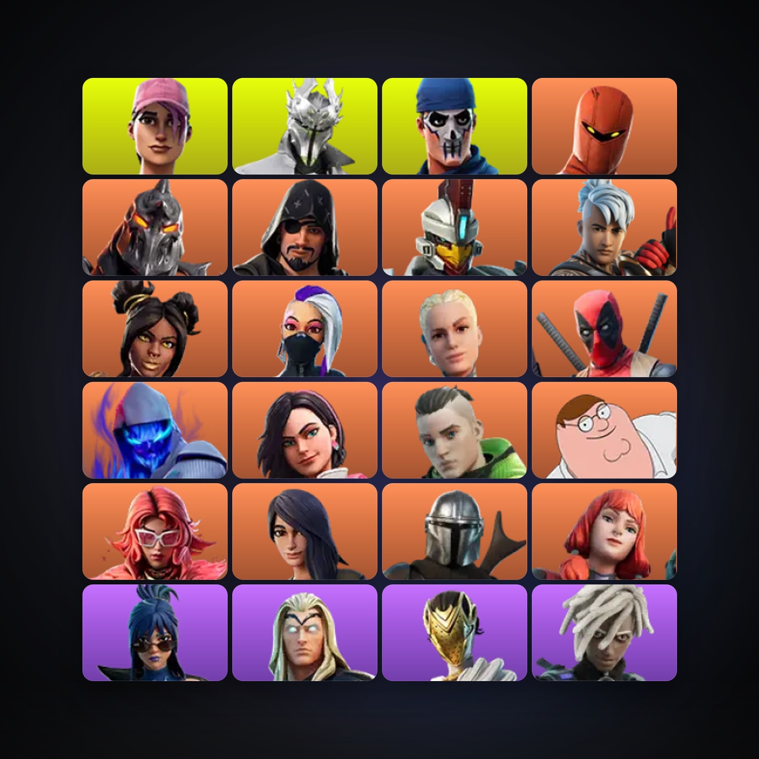 Fortnite locker — 87 skins — 850 V-Bucks — lvl 1626 — HabibiAccounts