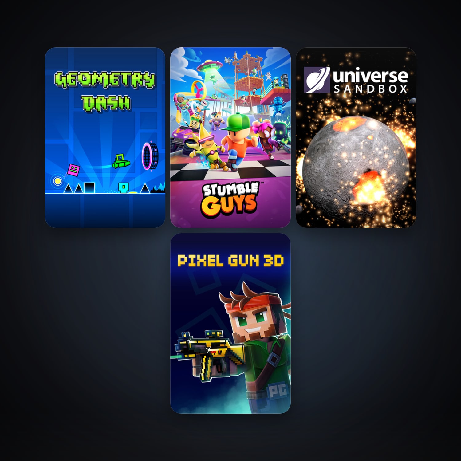 Universe Sandbox + Geometry Dash, 6 games, clean — HabibiAccounts