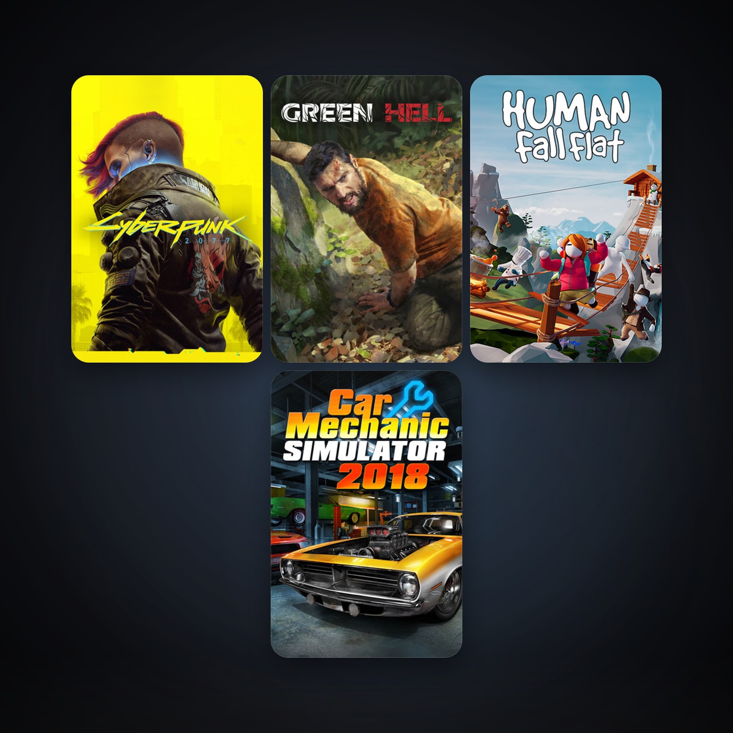 Human: Fall Flat + Car Mechanic Simulator 2018, 8 games, clean — HabibiAccounts