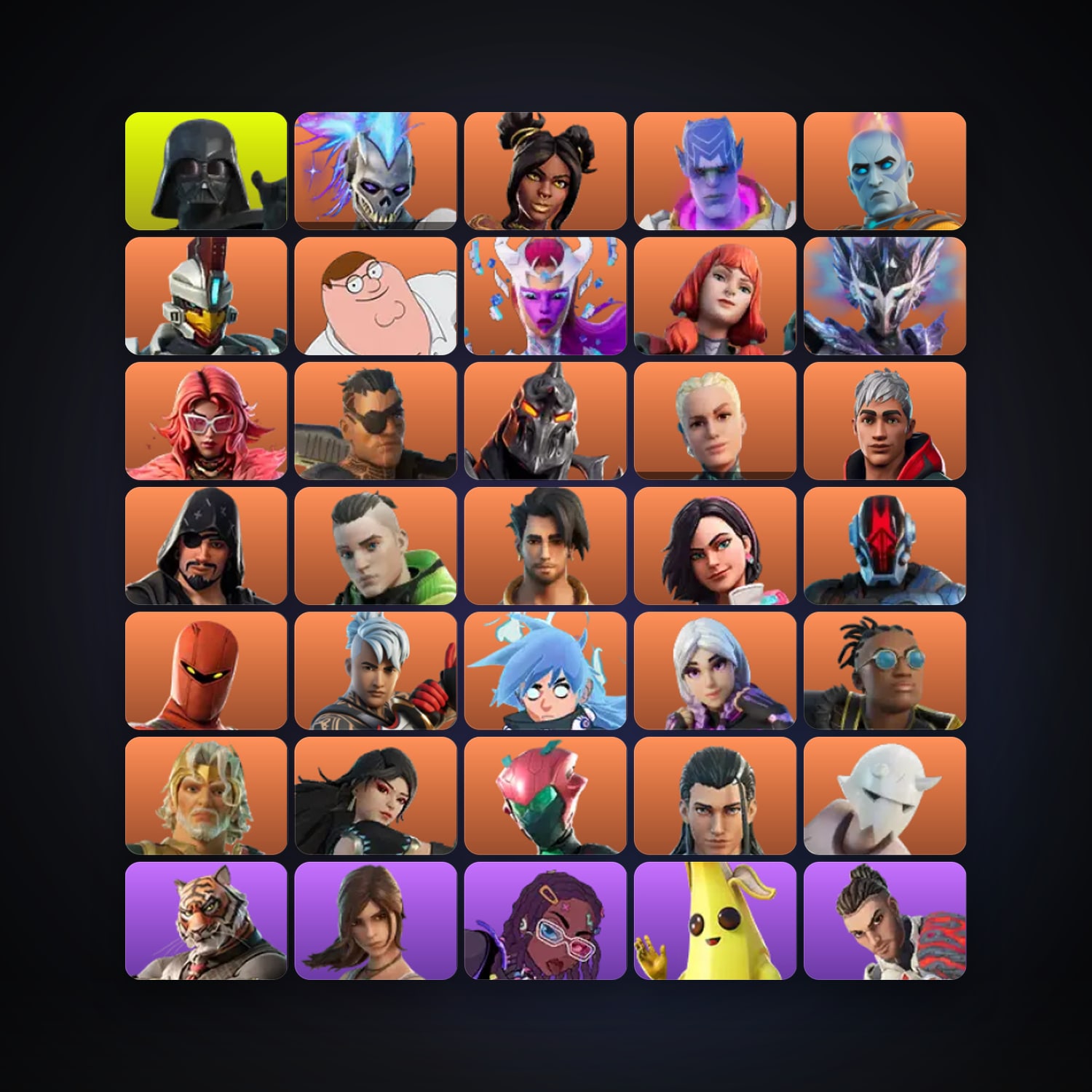 هالحساب فورتنايت، اللوكر مليان 120 سكن، 1.9K فيبوكس، لفل 1767، 267 فوز — HabibiAccounts