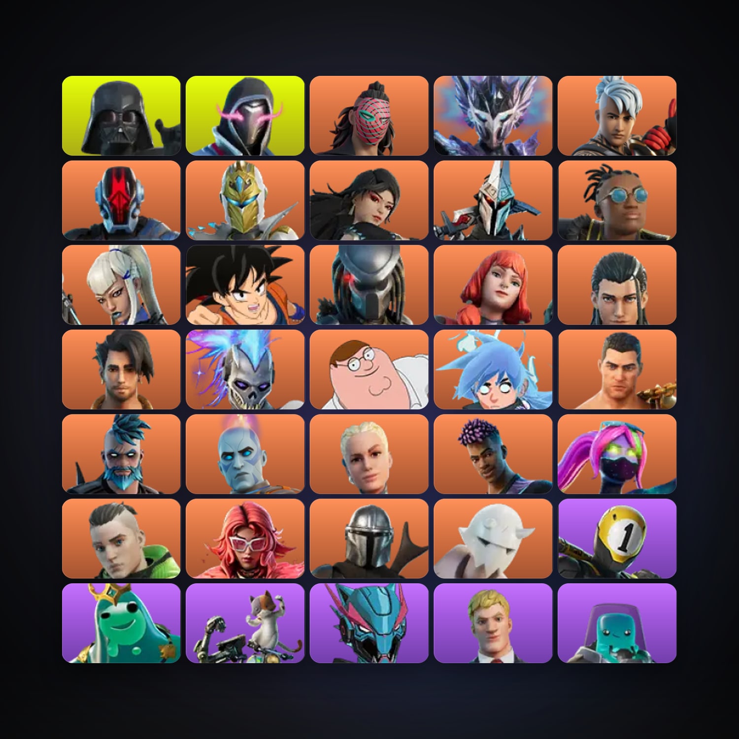 Fortnite locker — 262 skins — 1.3K V-Bucks — lvl 3545 — HabibiAccounts