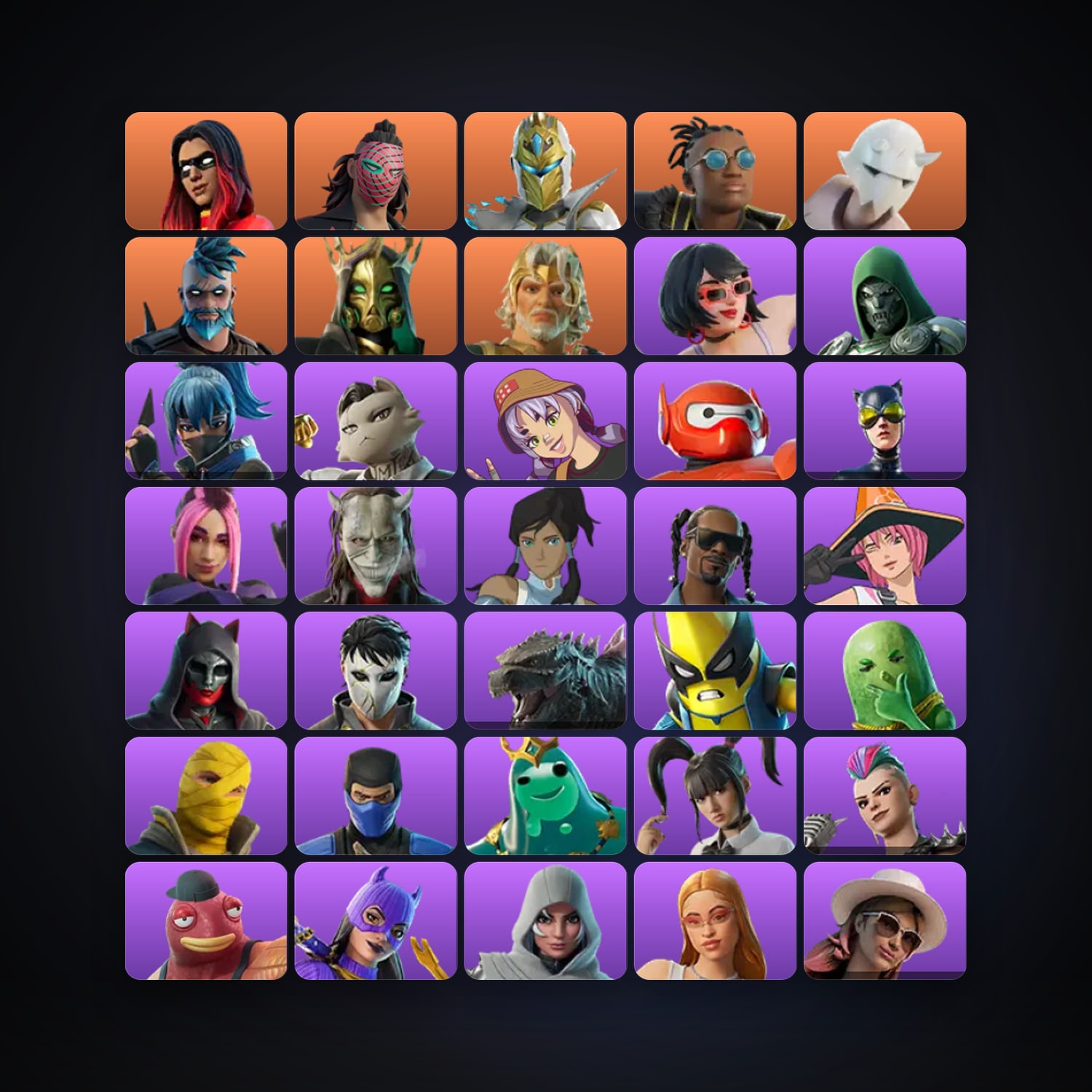 Fortnite locker — 114 skins — 2K V-Bucks — lvl 1696 — HabibiAccounts