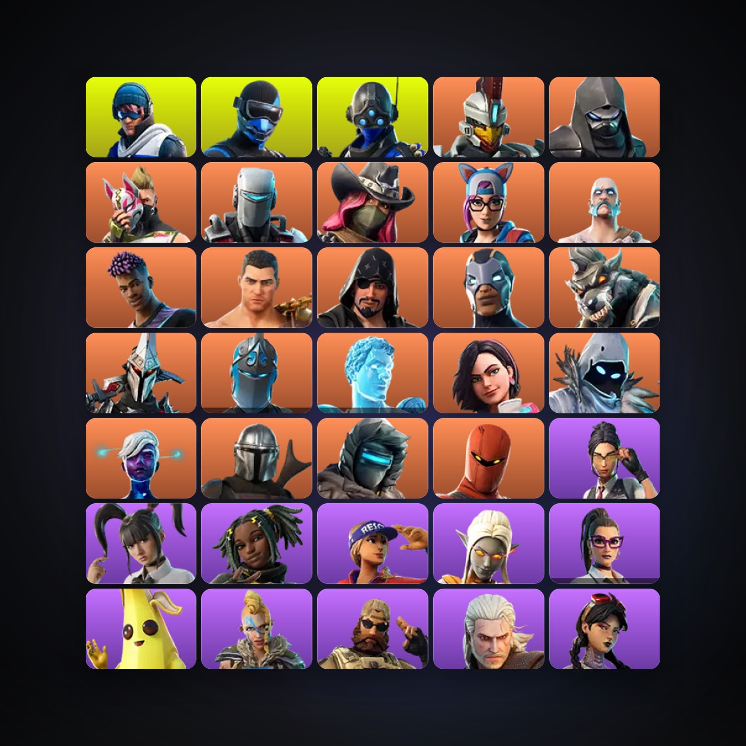 Fortnite locker — 93 skins — 950 V-Bucks — lvl 1609 — HabibiAccounts