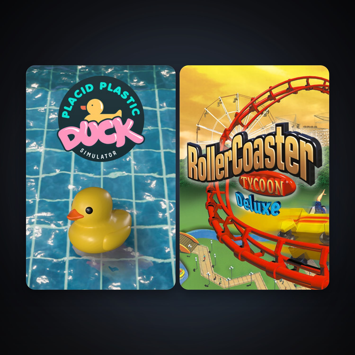 RollerCoaster Tycoon: Deluxe + Placid Plastic Duck Simulator, 4 games, clean — HabibiAccounts