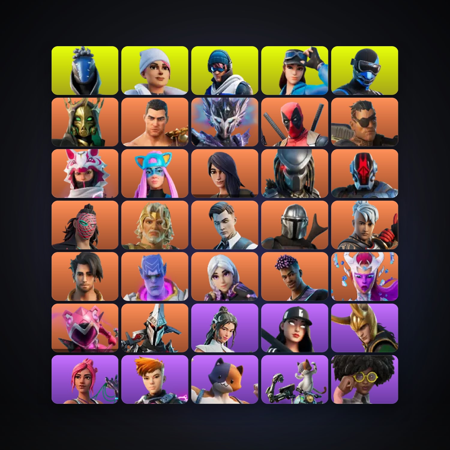 Fortnite locker — 175 skins — 700 V-Bucks — lvl 2841 — HabibiAccounts