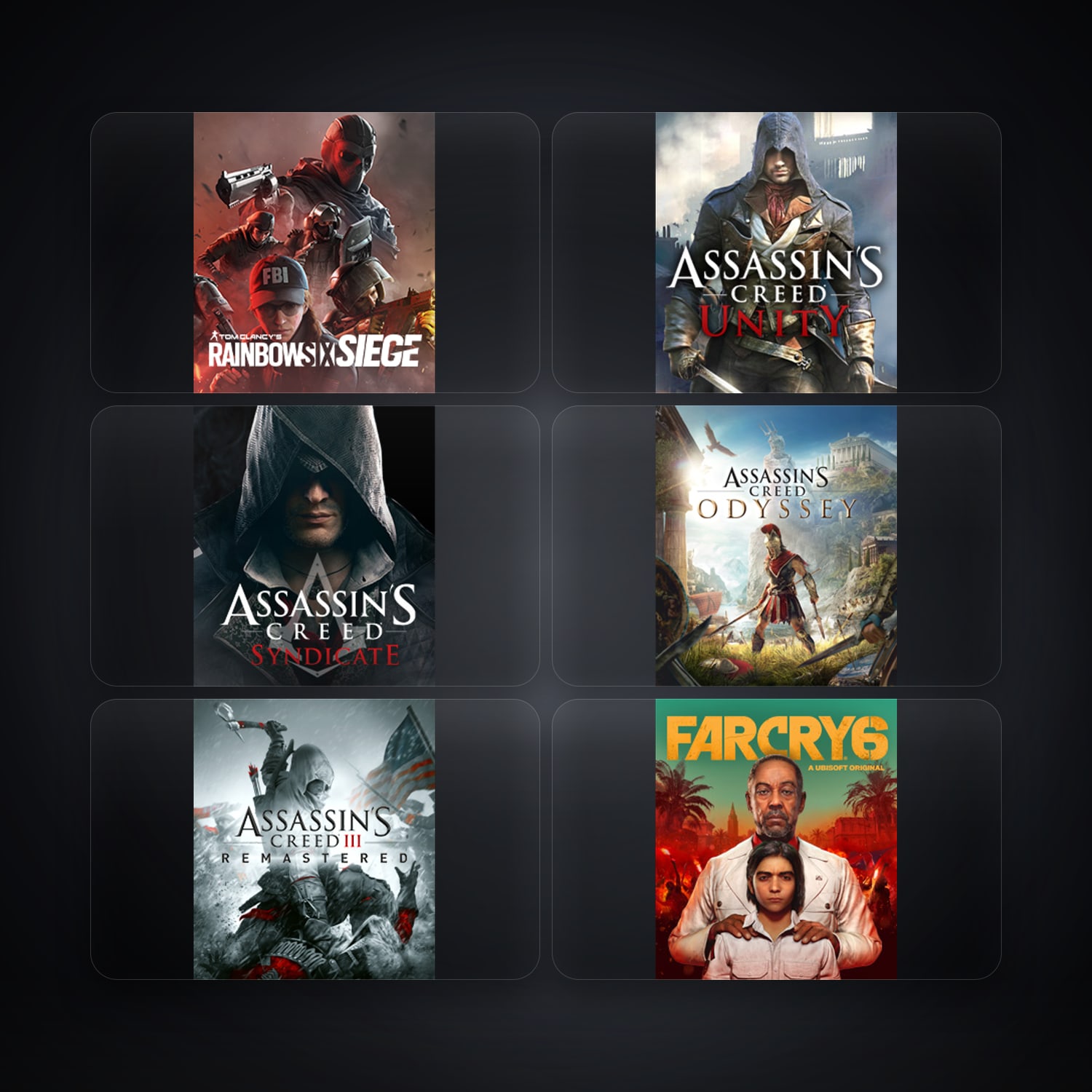 Ubisoft Tom Clancy's Rainbow Six Siege + Assassin's Creed Unity — GB — 7 games — HabibiAccounts