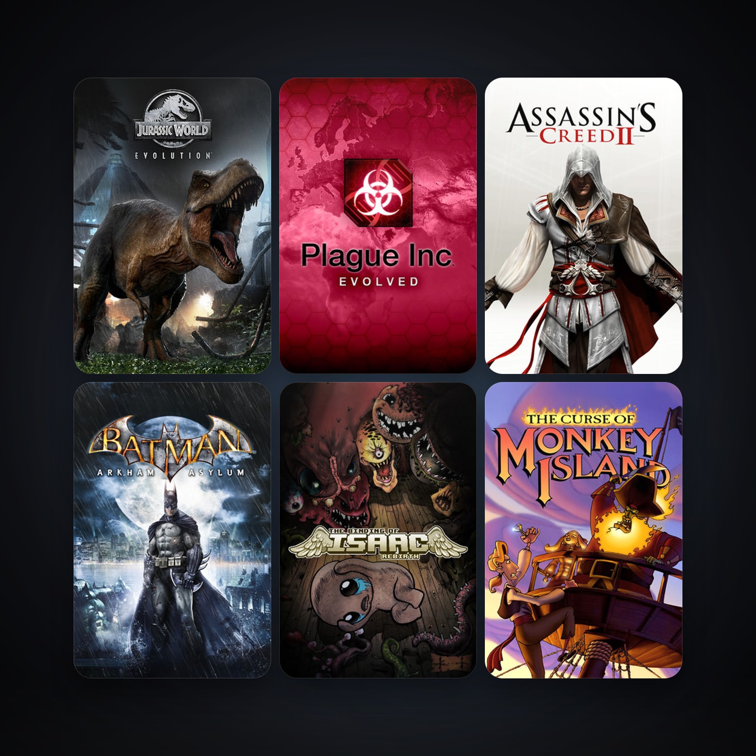 Assassin's Creed 2 Deluxe Edition + Batman: Arkham Asylum Game of the Year Edition, 44 games, clean — HabibiAccounts