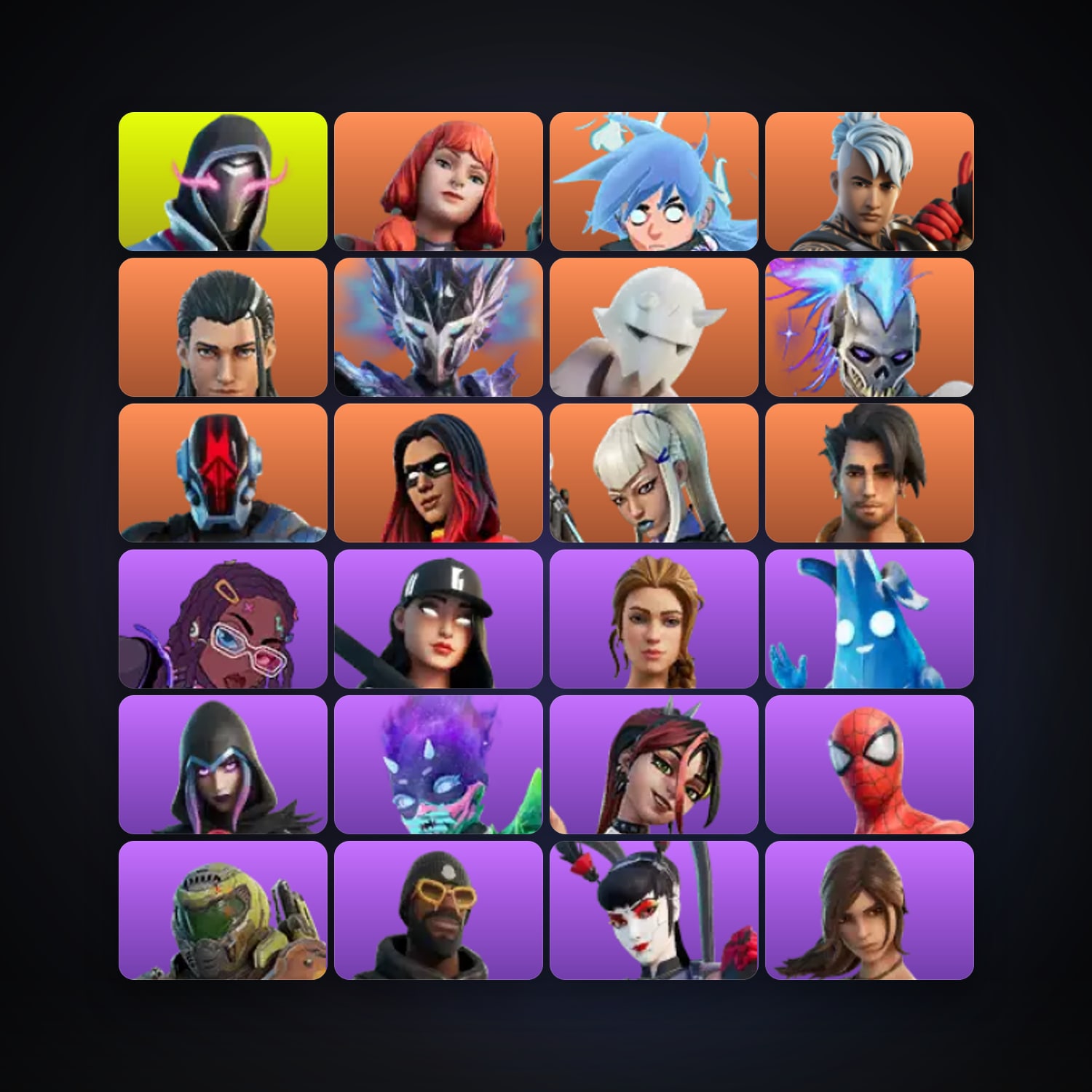 هالحساب فورتنايت، لوكر 64 سكن، 50 فيبوكس، لفل 1743، 173 فوز — HabibiAccounts