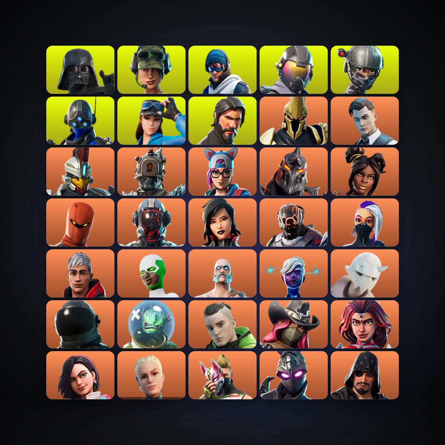 هالحساب فورتنايت، اللوكر مليان 158 سكن، 1.1K فيبوكس، لفل 2262، 665 فوز — HabibiAccounts
