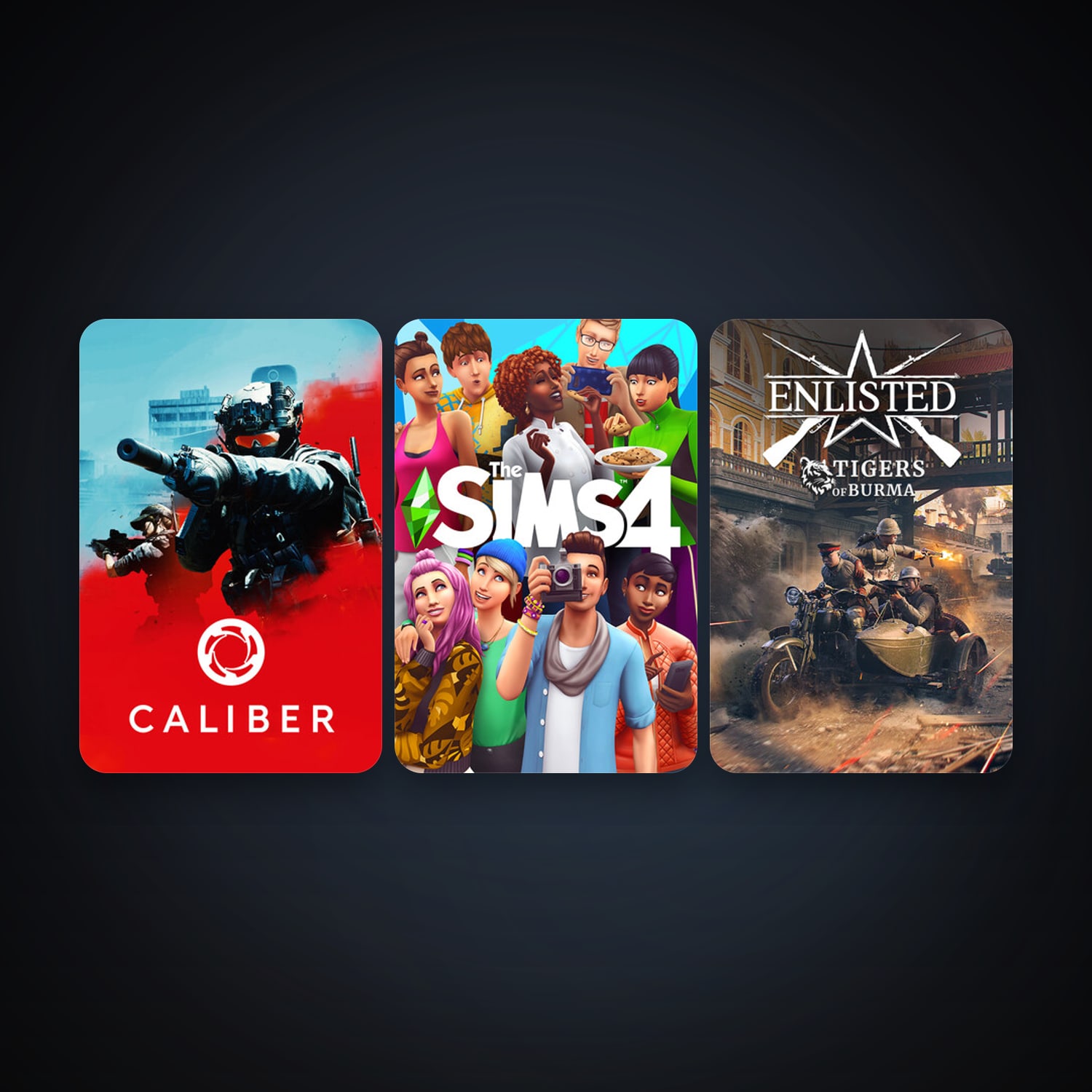 Caliber + The Sims 4, 4 games, clean — HabibiAccounts
