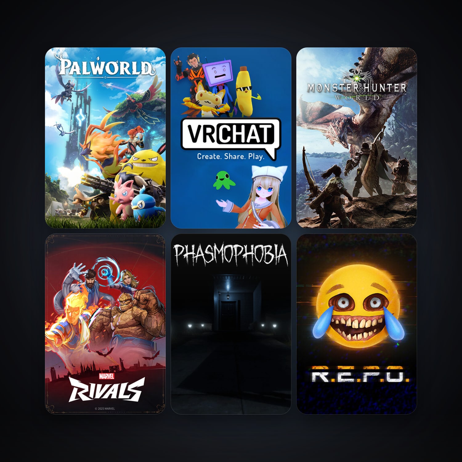 VRChat + MONSTER HUNTER: WORLD, 47 games, clean — HabibiAccounts