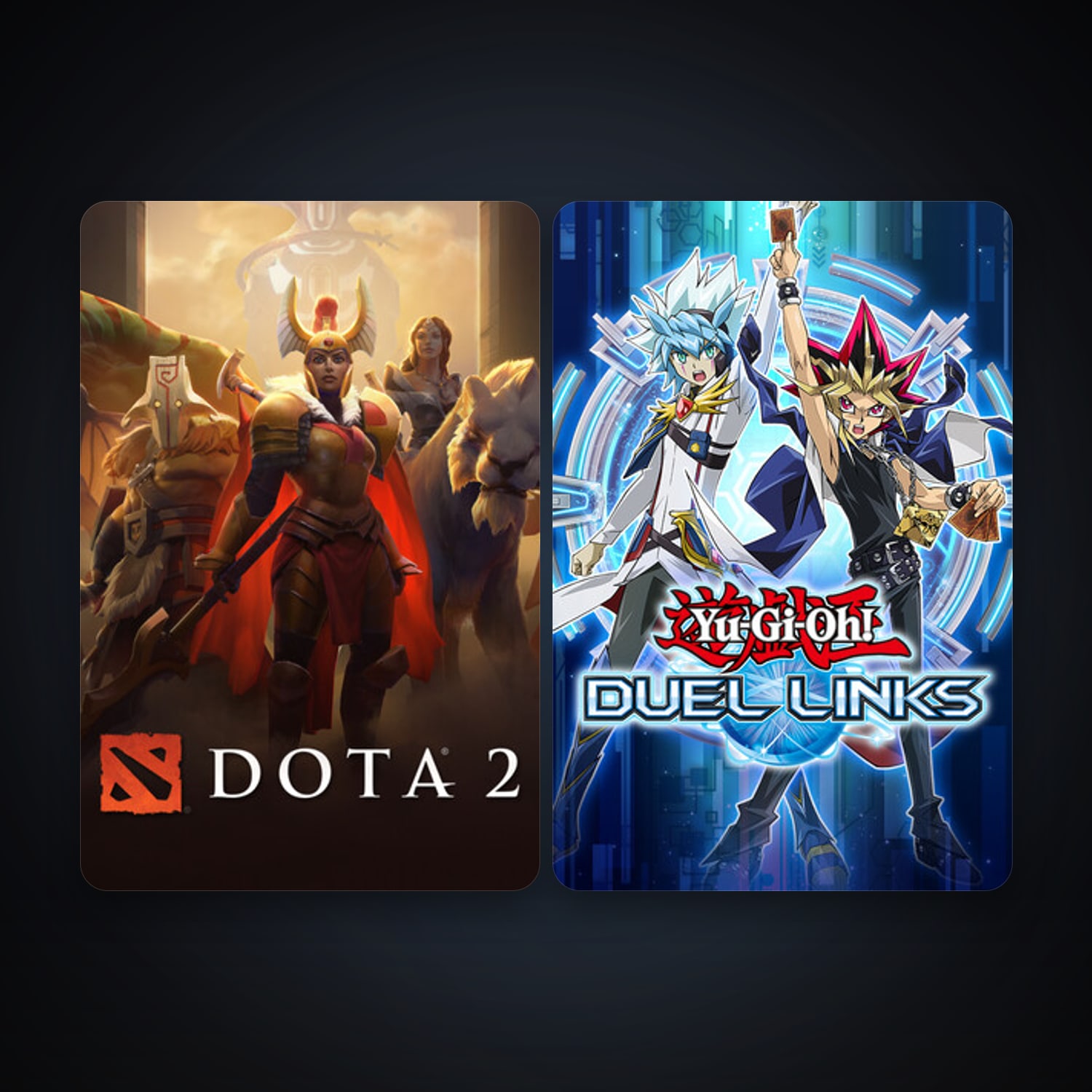 Dota 2 + Yu-Gi-Oh! Duel Links, 2 games, clean — HabibiAccounts