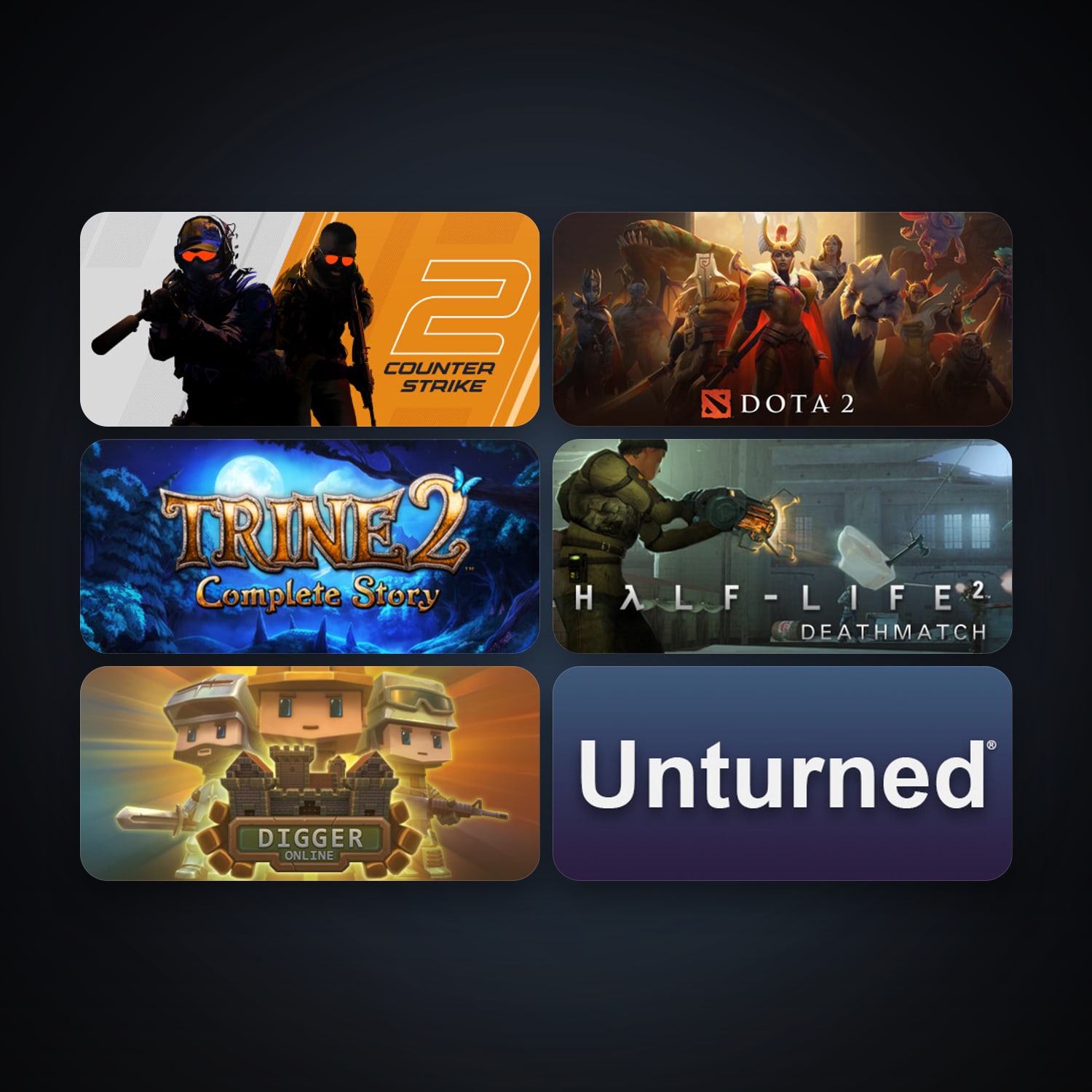 Half-Life 2: Deathmatch + Dota 2, 11 games, clean — HabibiAccounts