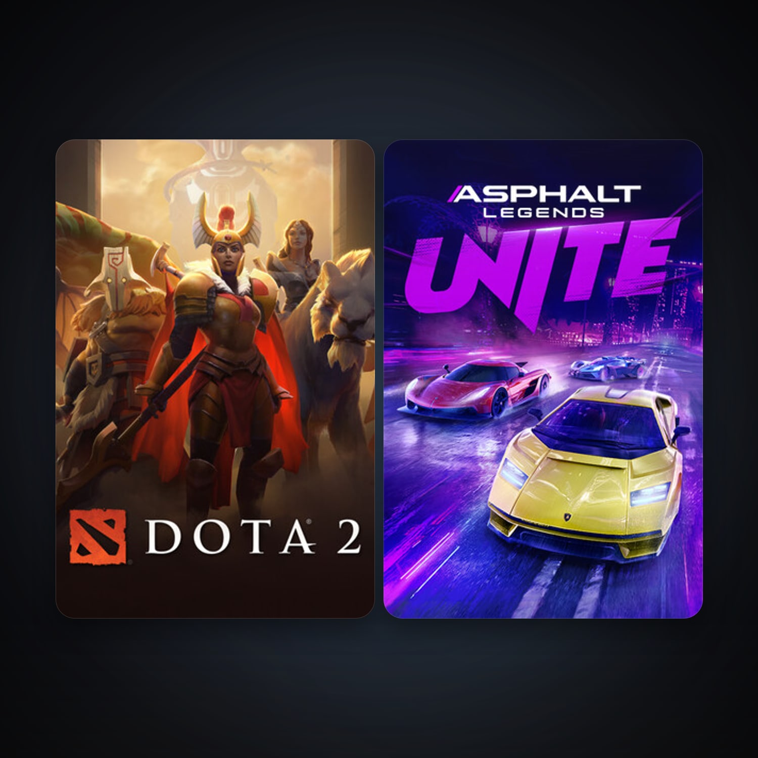 Dota 2 + Asphalt Legends Unite, 8 games, clean — HabibiAccounts