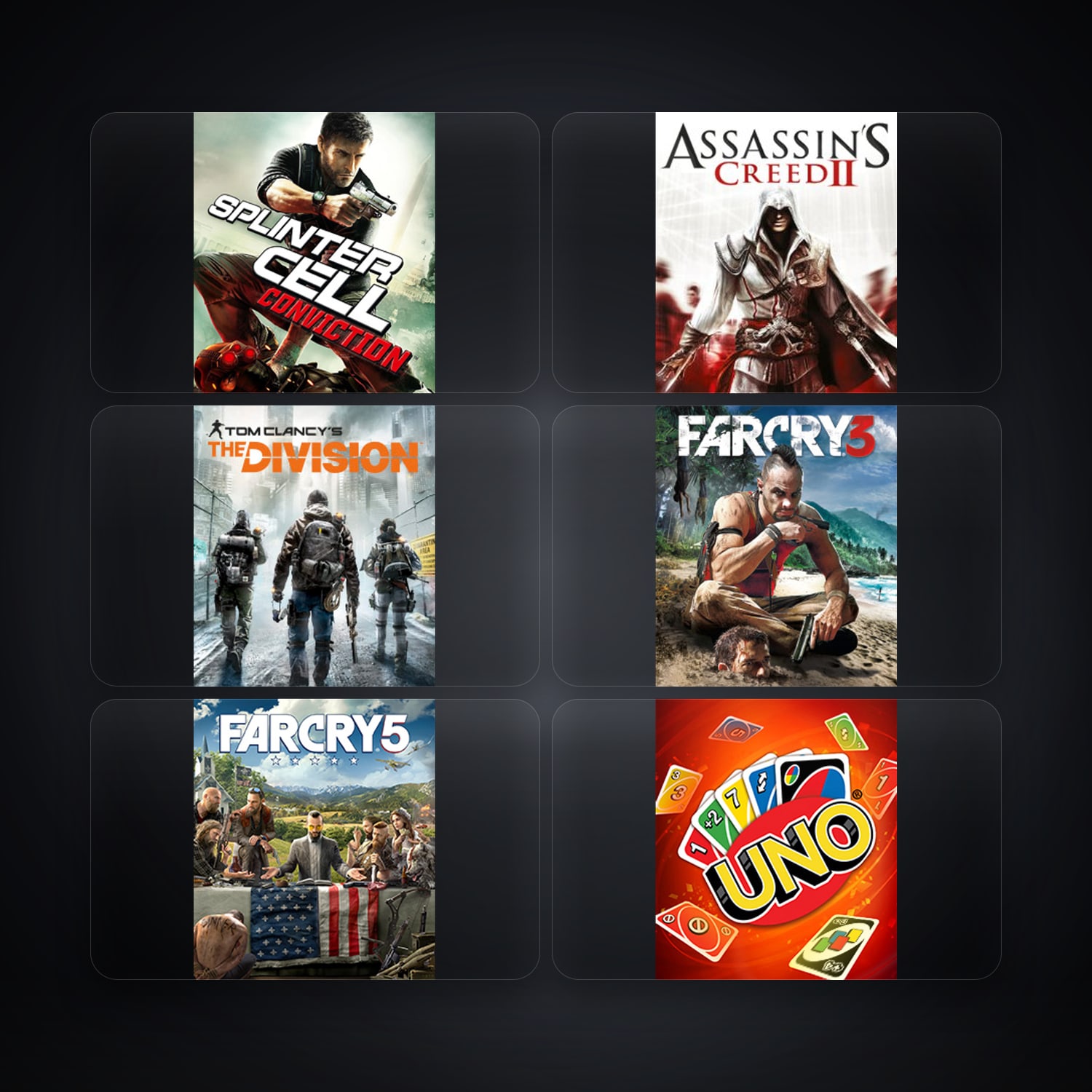 Ubisoft Tom Clancy's Splinter Cell Conviction + Assassin's Creed II — AT — 8 games — HabibiAccounts
