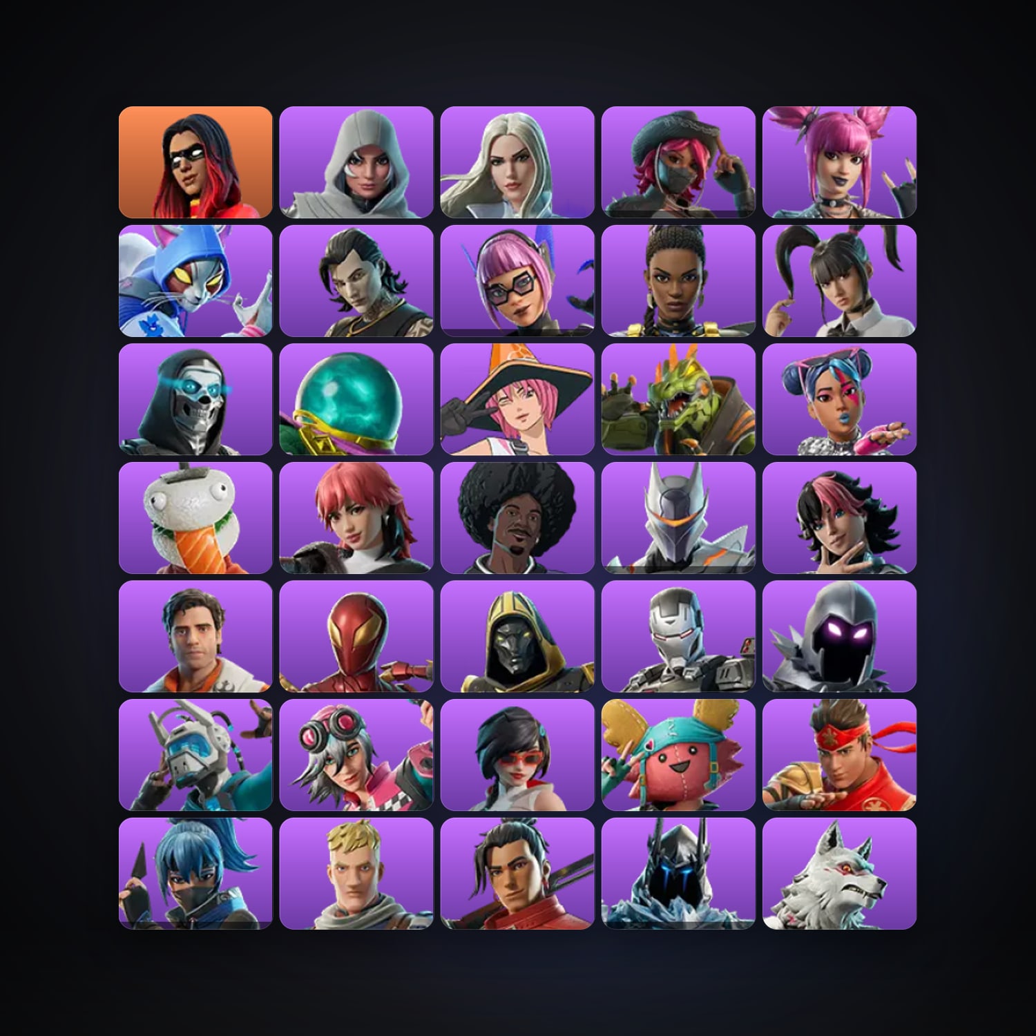 Fortnite locker — 115 skins — 550 V-Bucks — lvl 800 — HabibiAccounts