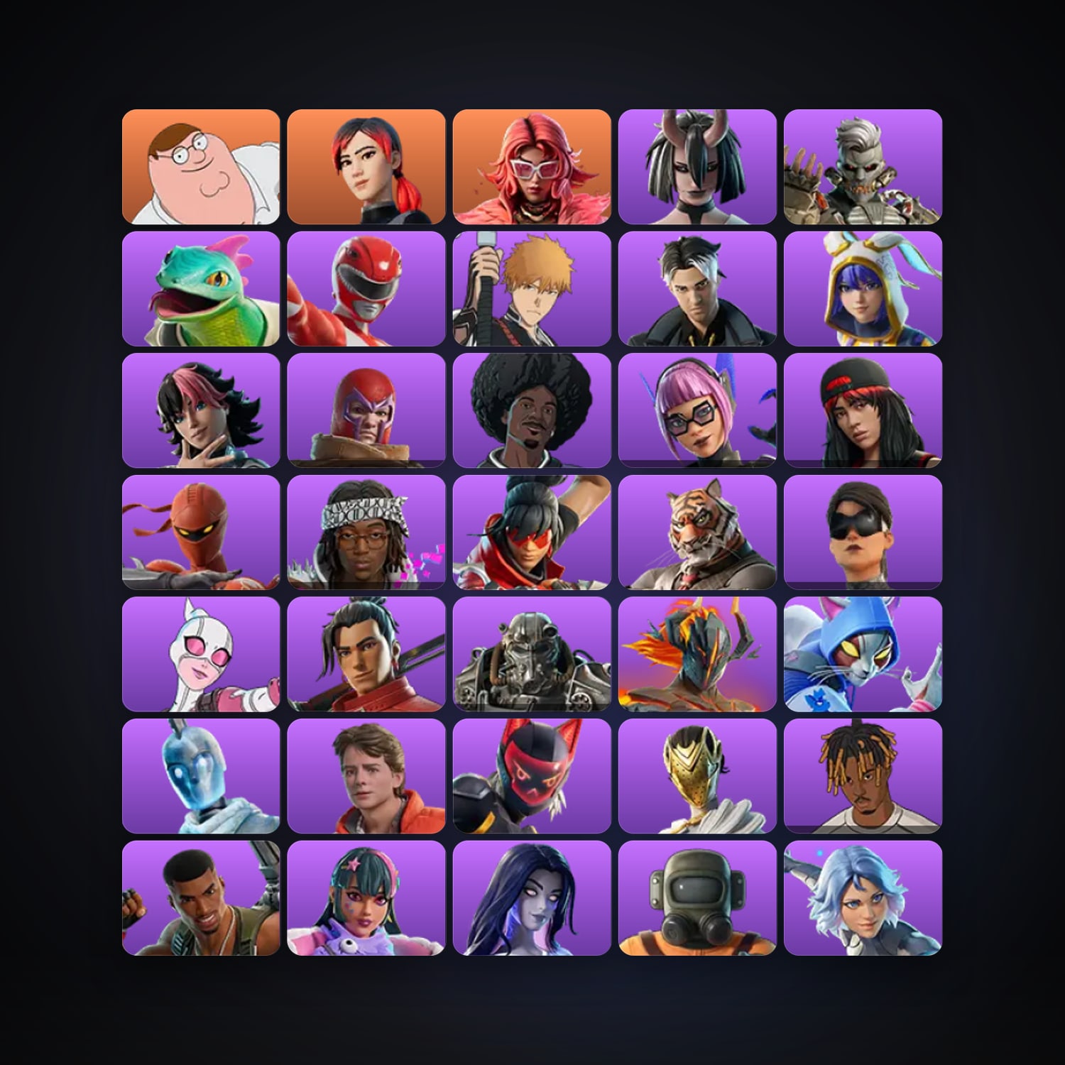 Fortnite locker — 204 skins — 3.2K V-Bucks — lvl 1239 — HabibiAccounts