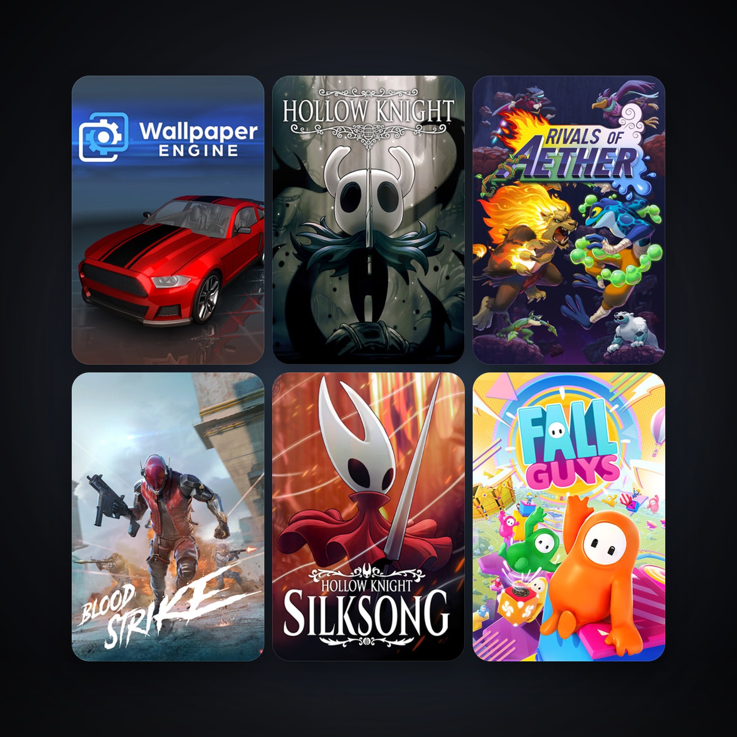 Hollow Knight + Rivals of Aether, 30 games, clean — HabibiAccounts