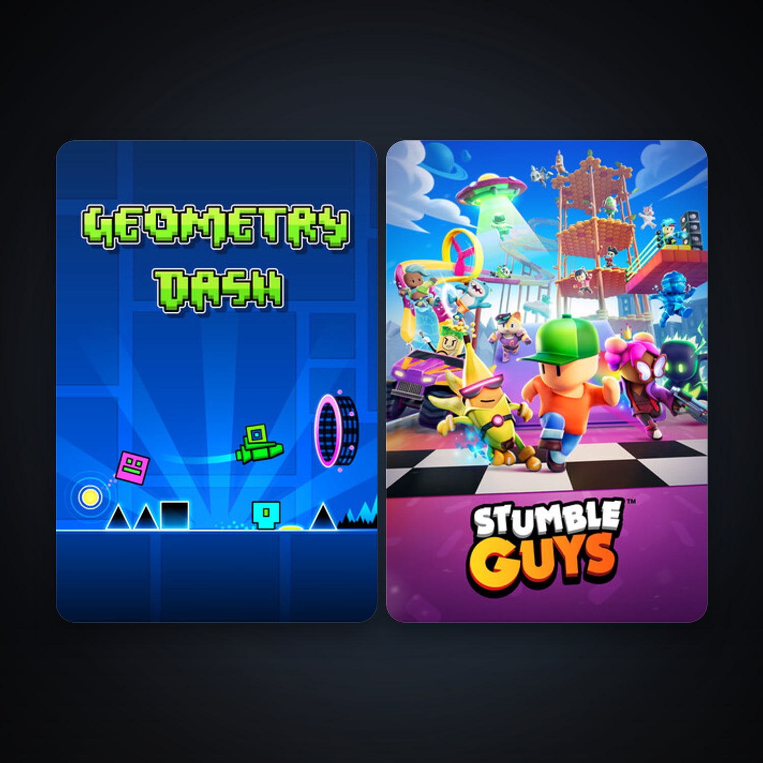 Geometry Dash + Stumble Guys, 4 games, clean — HabibiAccounts
