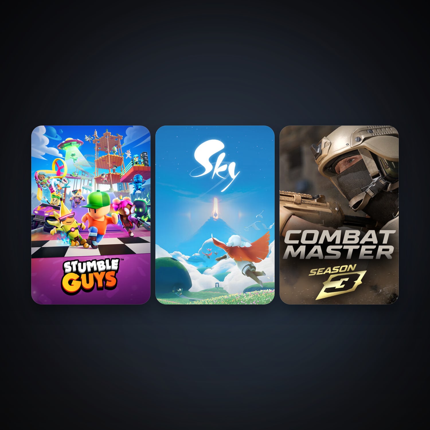 Stumble Guys + Combat Master: Season 1, 4 games, clean — HabibiAccounts