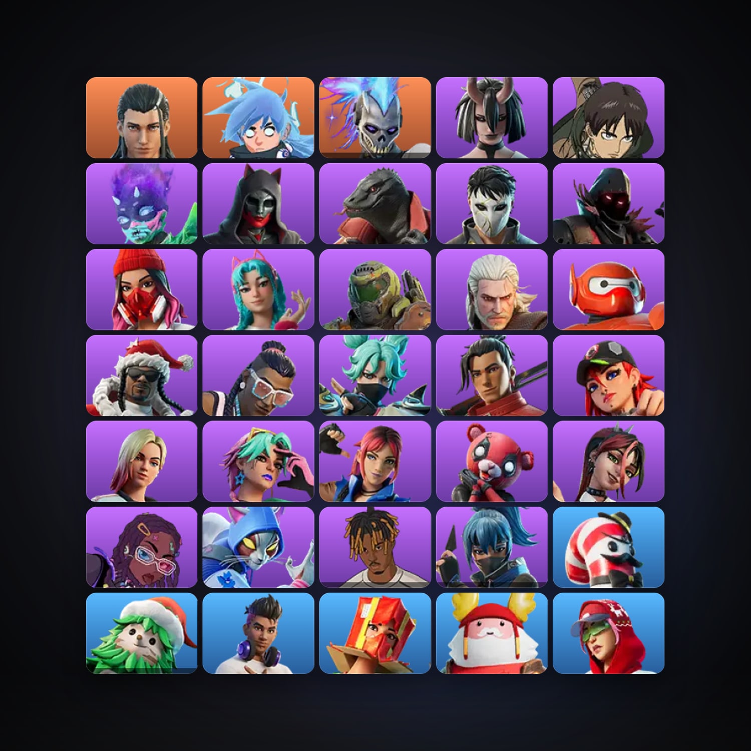 Fortnite locker — 37 skins — 200 V-Bucks — lvl 615 — HabibiAccounts