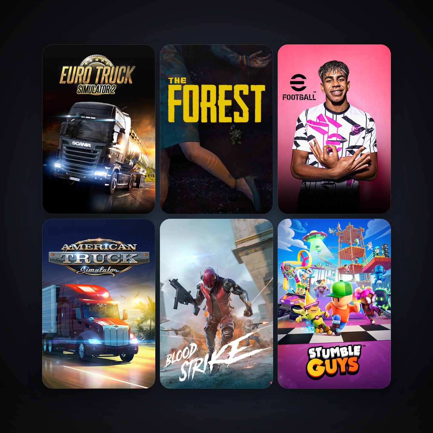 Euro Truck Simulator 2 + The Forest, 16 games, clean — HabibiAccounts