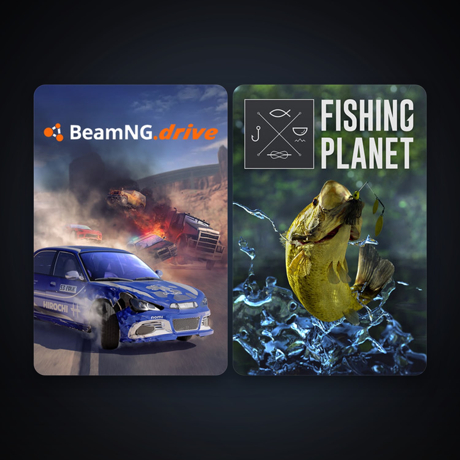 BeamNG.drive + Fishing Planet, 3 games, clean — HabibiAccounts
