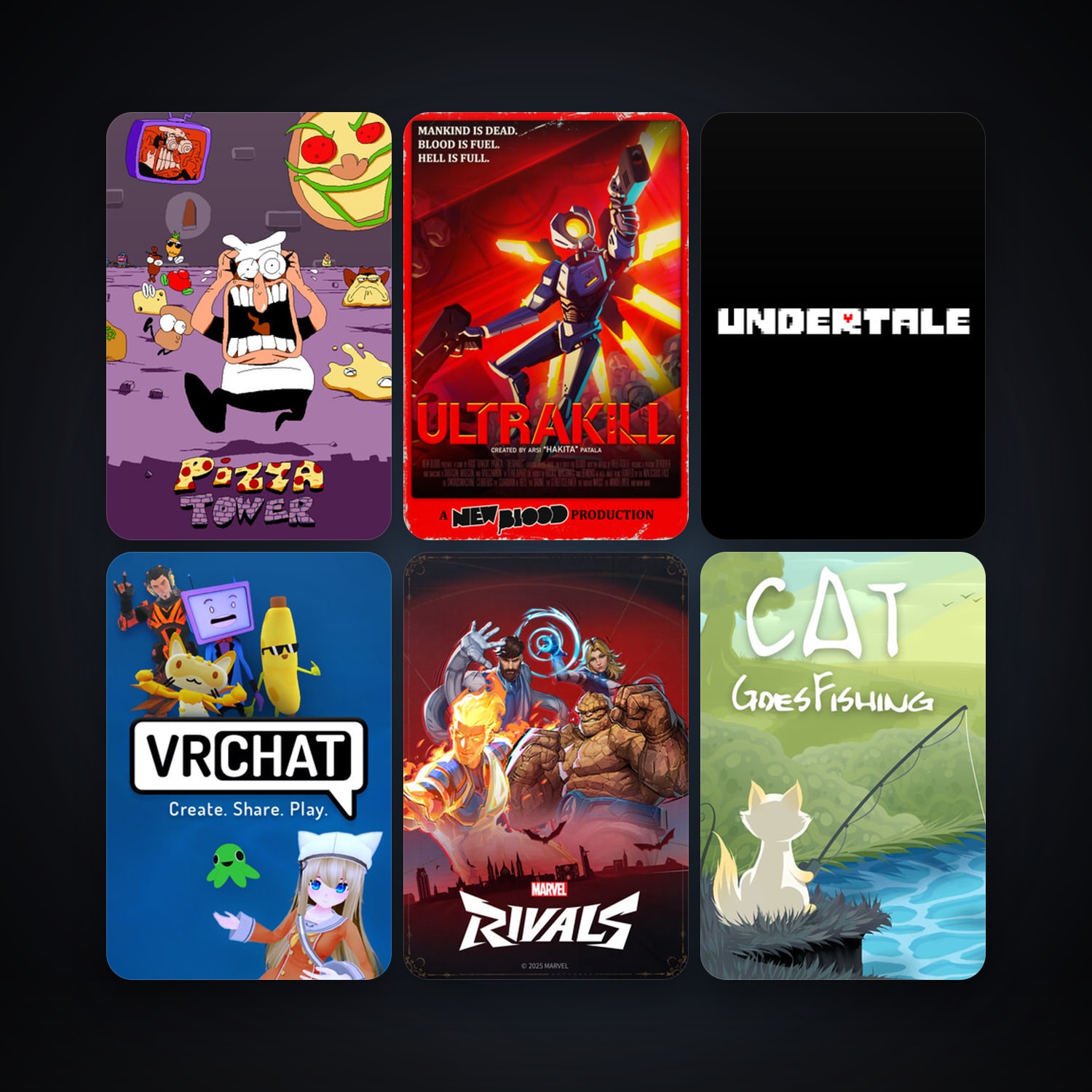 Cat Goes Fishing + Undertale, 16 games, clean — HabibiAccounts