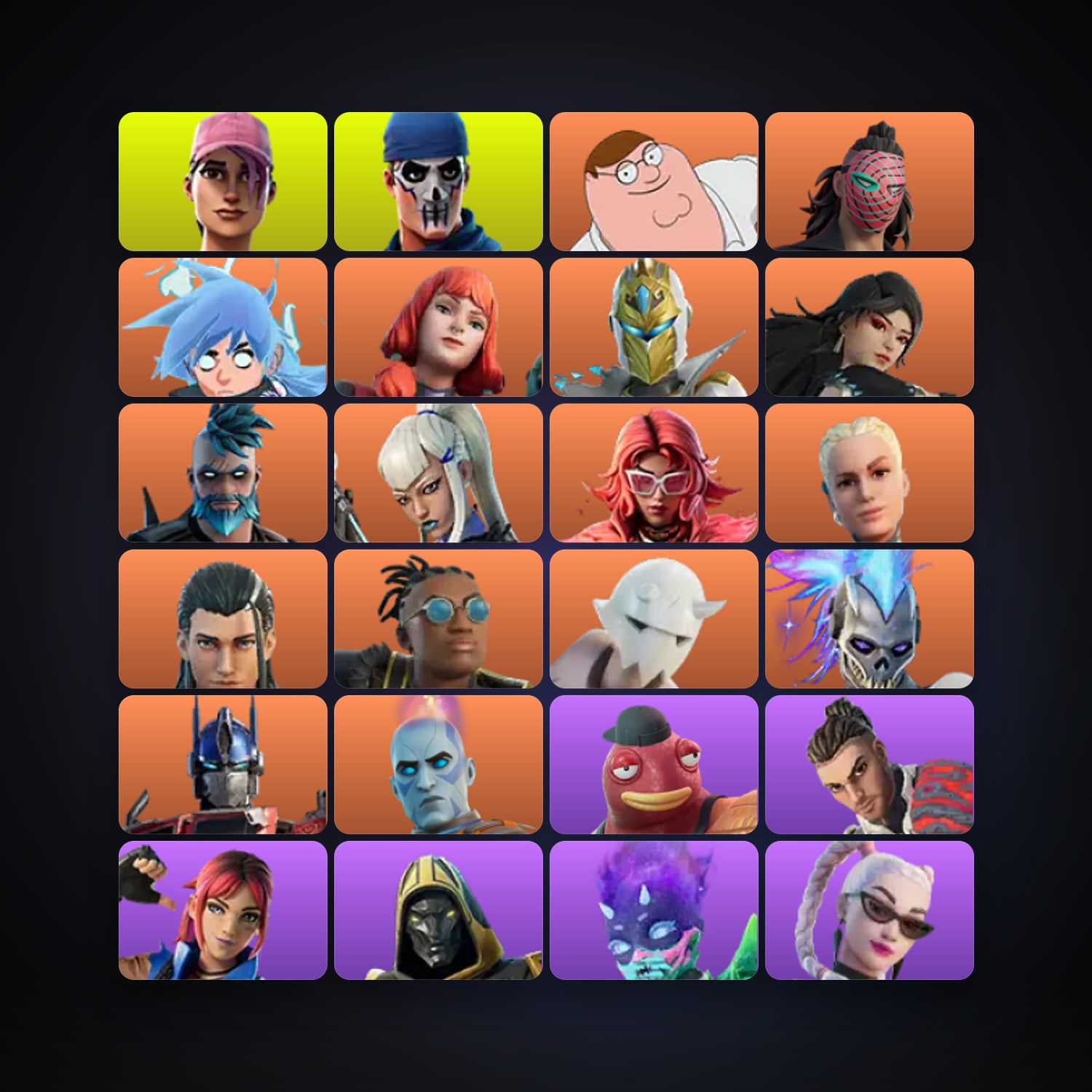 Fortnite locker — 89 skins — 6.4K V-Bucks — lvl 1727 — HabibiAccounts