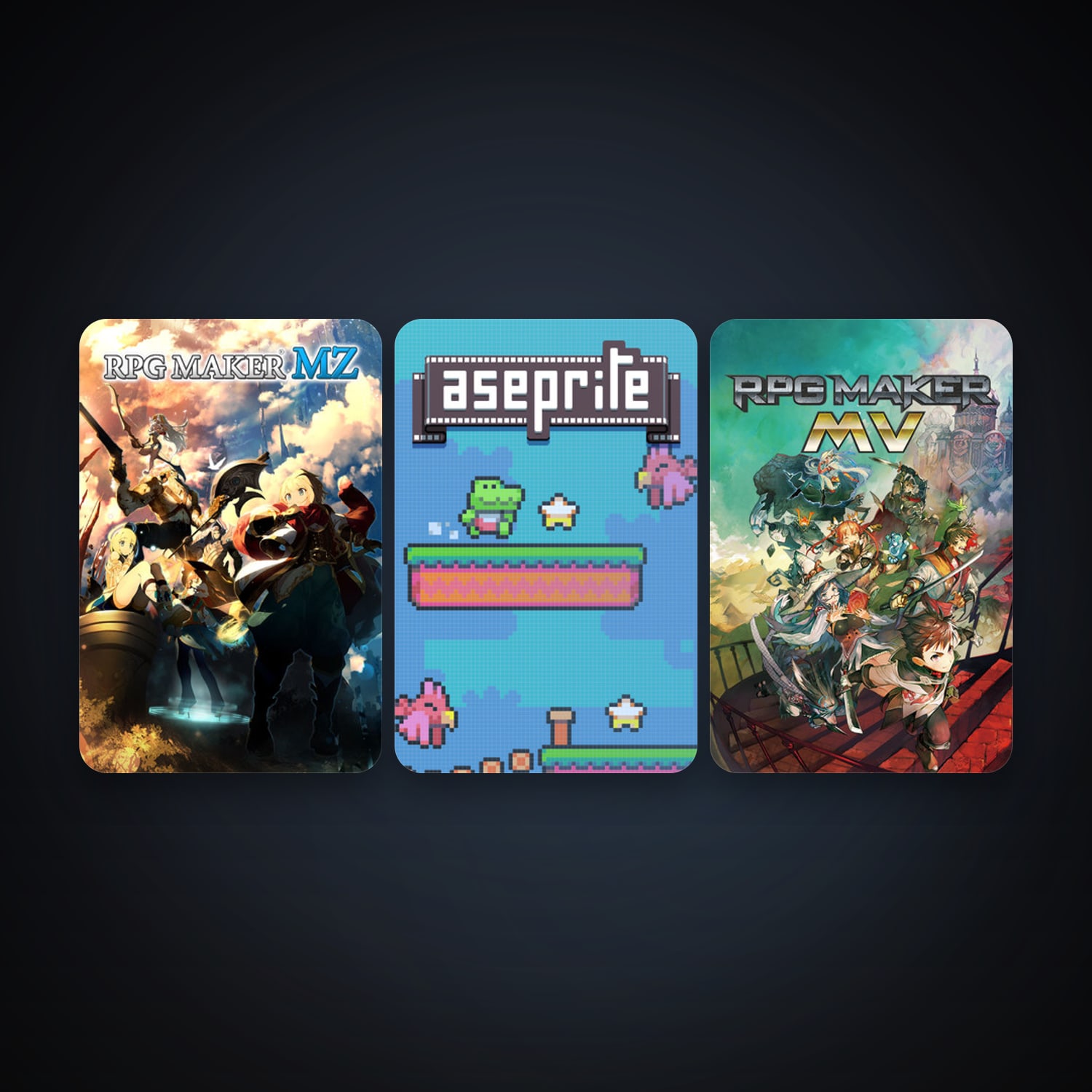 RPG Maker MV + Aseprite, 3 games, clean — HabibiAccounts