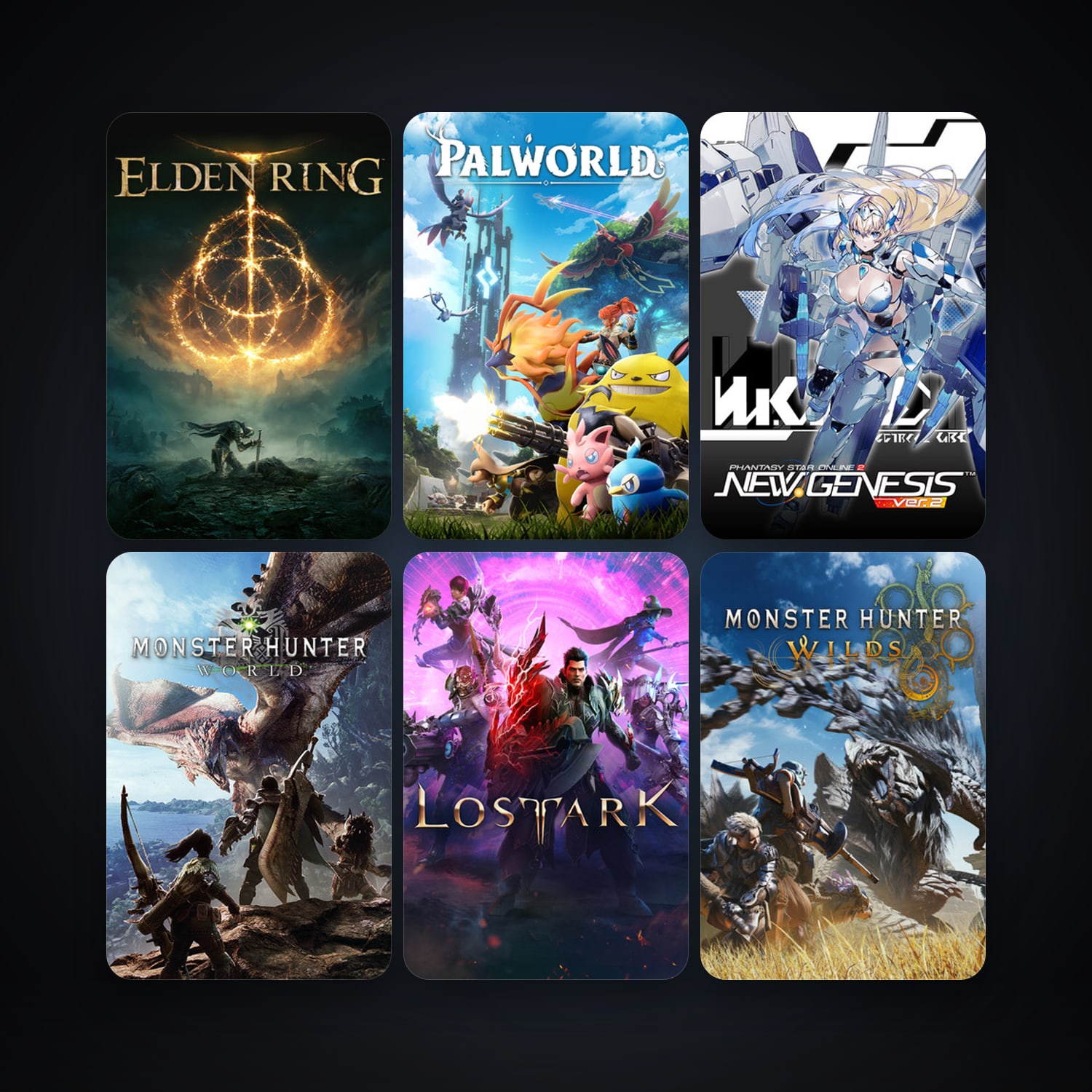 MONSTER HUNTER: WORLD + Phantasy Star Online 2 New Genesis, 86 games, clean — HabibiAccounts