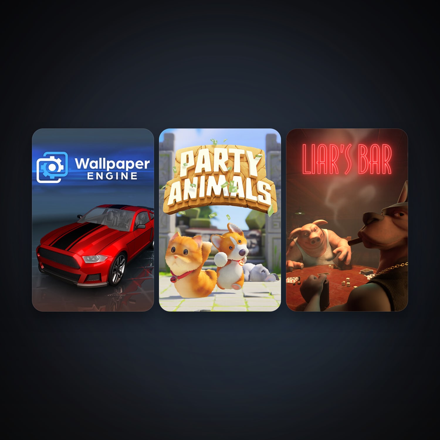Wallpaper Engine + Party Animals, 5 games, clean — HabibiAccounts