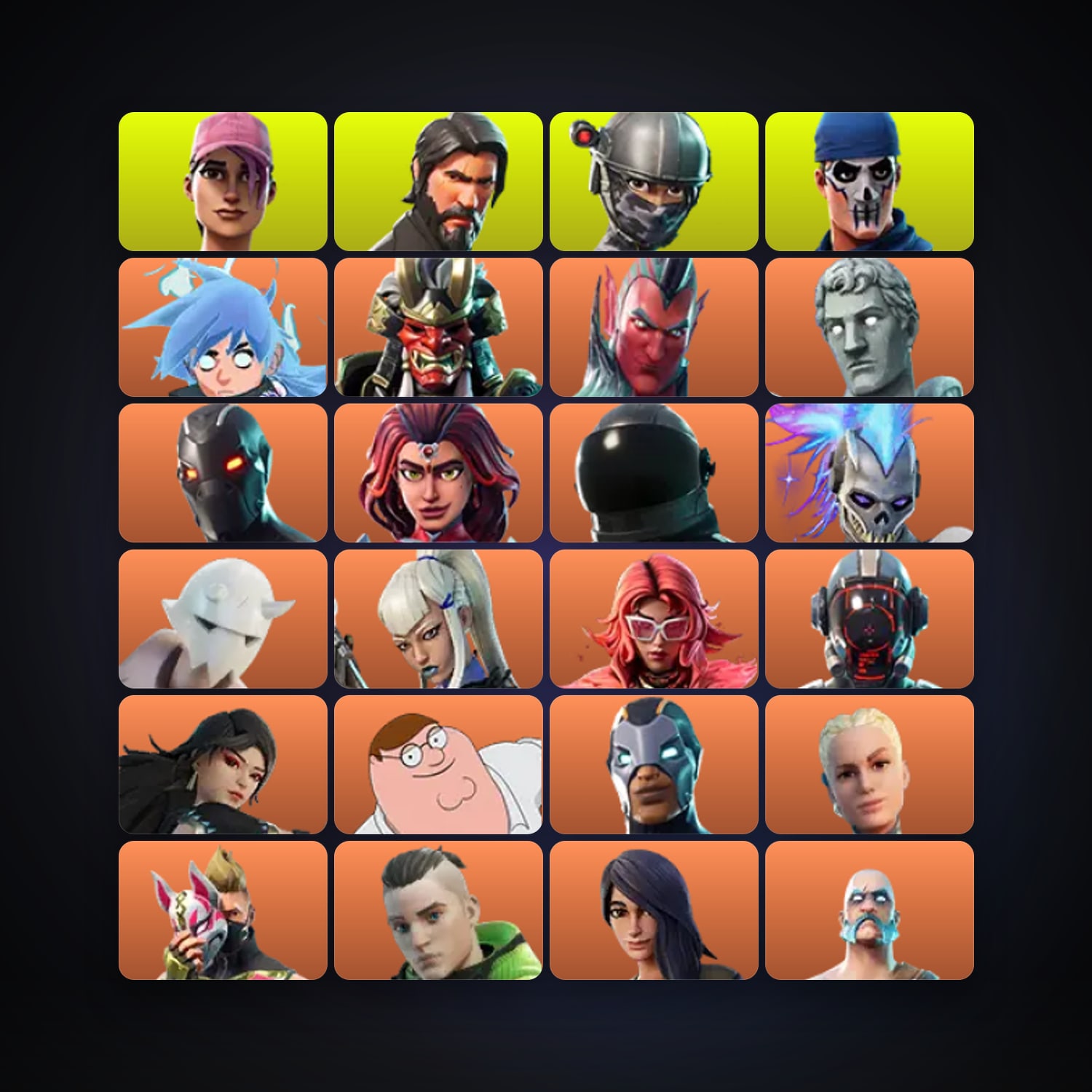 Fortnite locker — 112 skins — 450 V-Bucks — lvl 1427 — HabibiAccounts