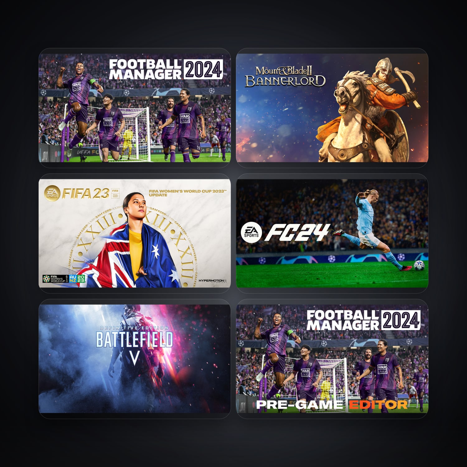 هالحساب إبك فيه Football Manager 2024 وMount & Blade II: Bannerlord، TR، 116 ألعاب — HabibiAccounts