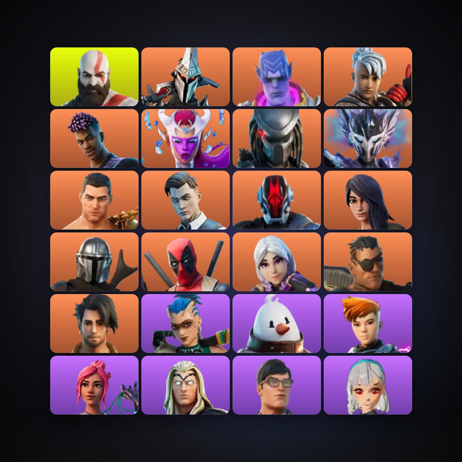 Fortnite locker — 69 skins — 550 V-Bucks — lvl 1275 — HabibiAccounts