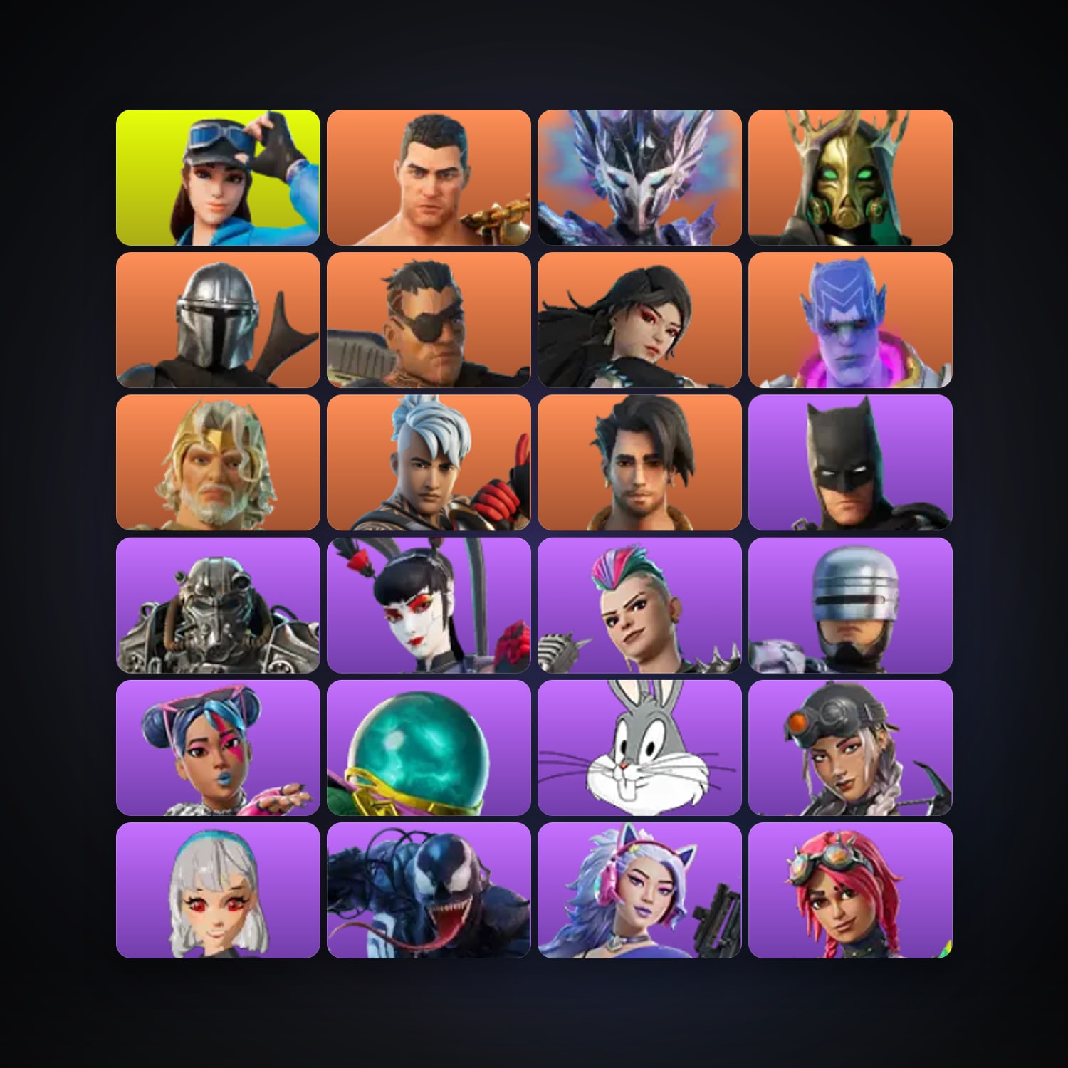 Fortnite locker — 109 skins — 1.1K V-Bucks — lvl 1355 — HabibiAccounts