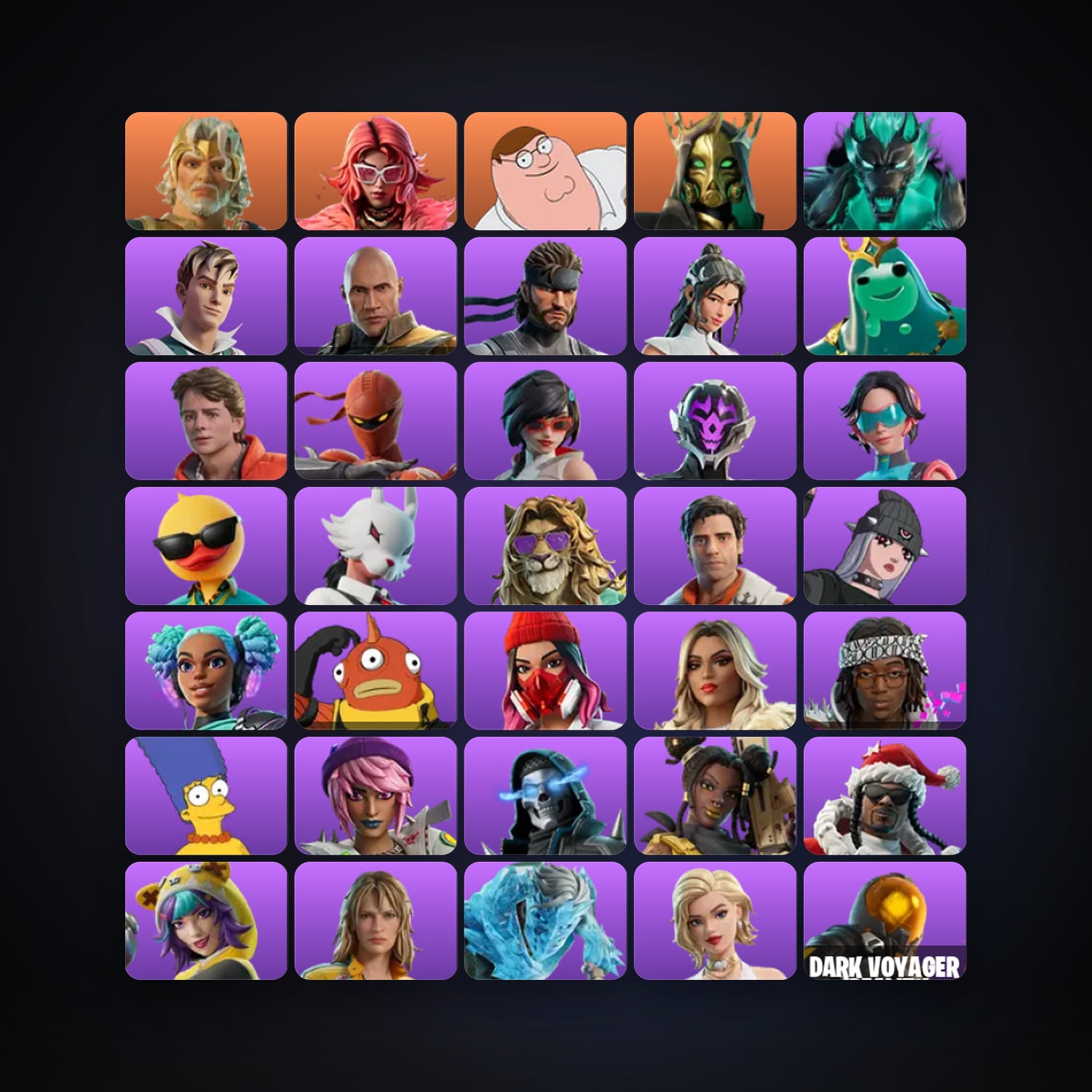 Fortnite locker — 129 skins — 1.1K V-Bucks — lvl 1497 — HabibiAccounts
