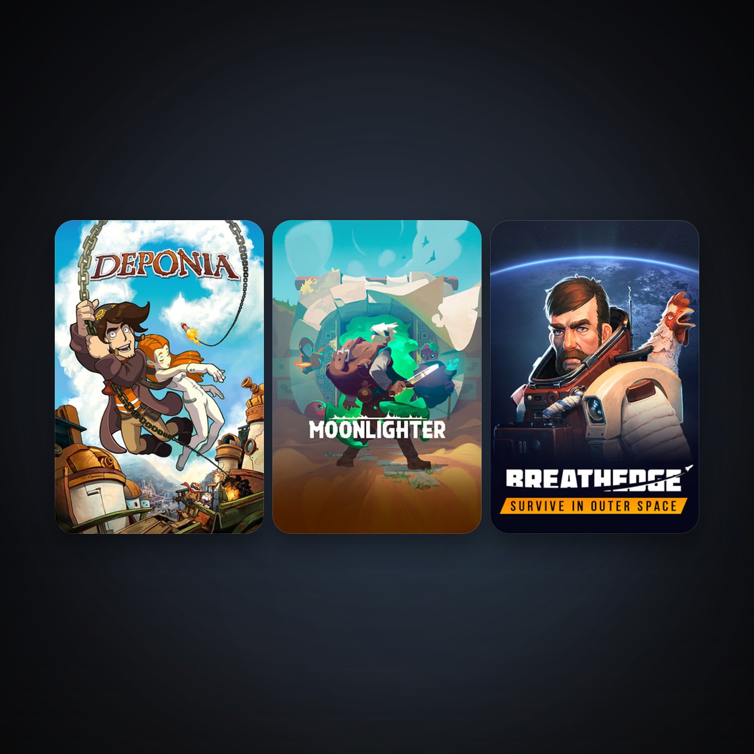 Deponia + Moonlighter, 7 games, clean — HabibiAccounts