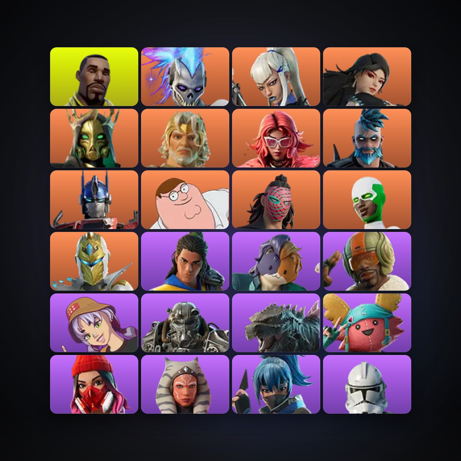 Fortnite locker — 134 skins — 1.4K V-Bucks — lvl 2501 — HabibiAccounts