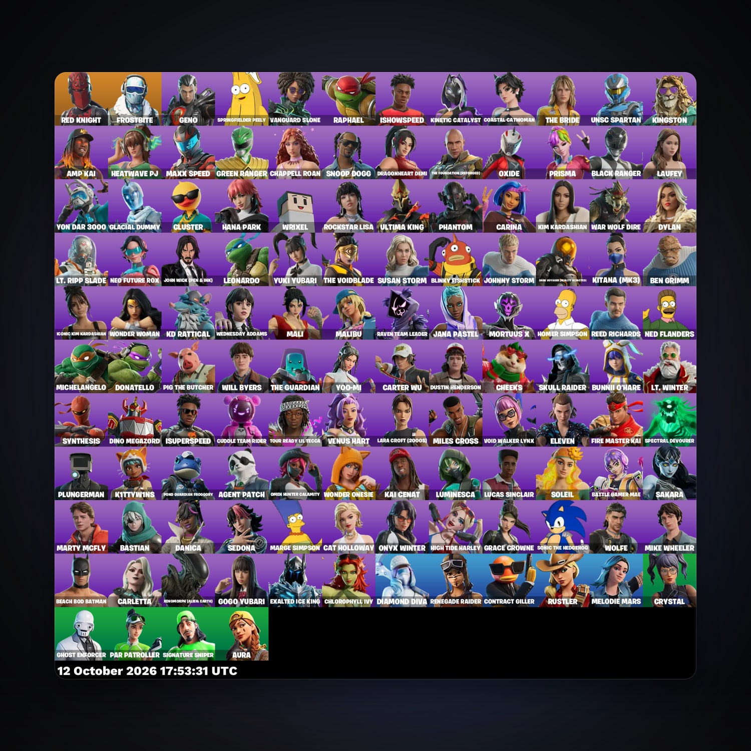 Fortnite account with Renegade Raider & Red Knight — 124 skins — 100 V-Bucks — lvl 1056 — HabibiAccounts