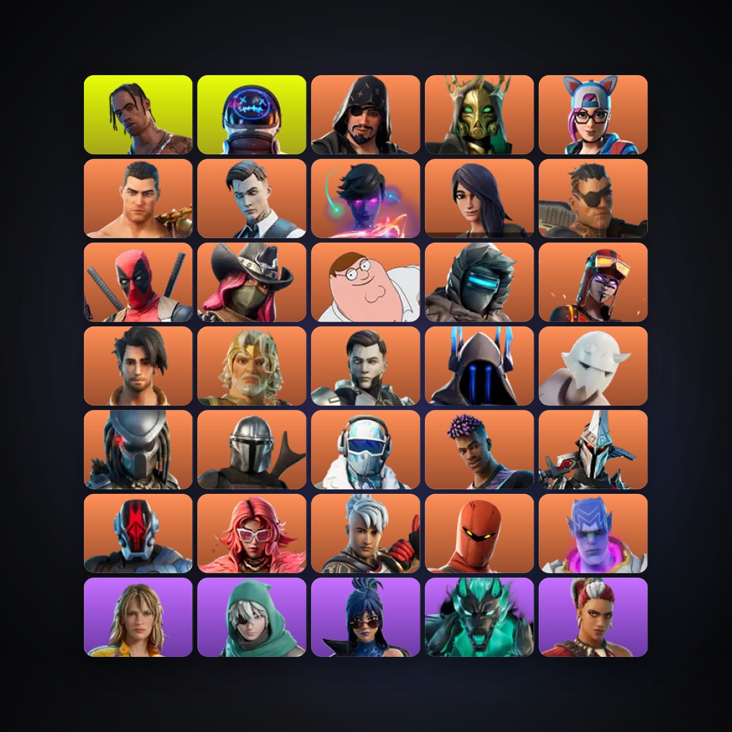 Fortnite locker — 197 skins — 700 V-Bucks — lvl 3437 — HabibiAccounts