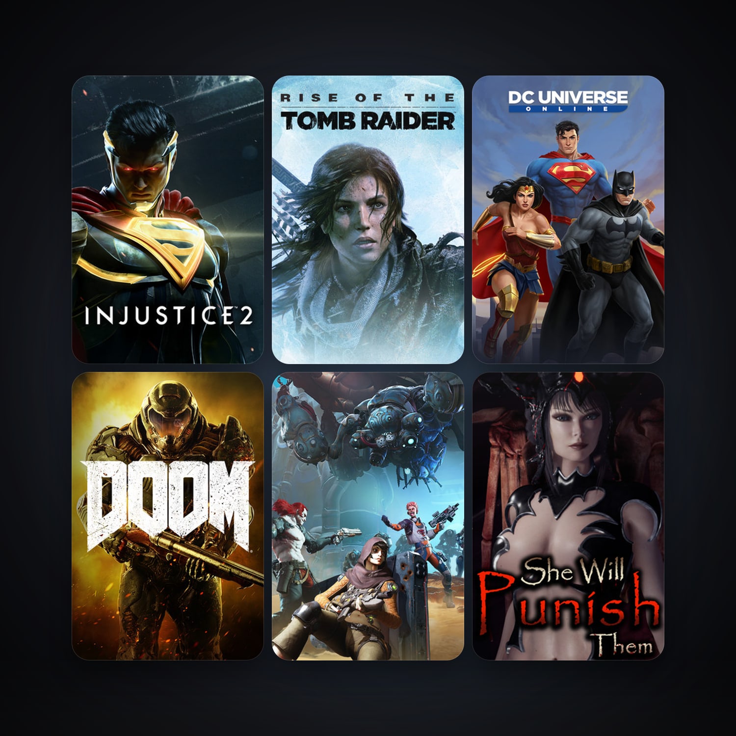 DC Universe Online + DOOM, 10 games, clean — HabibiAccounts