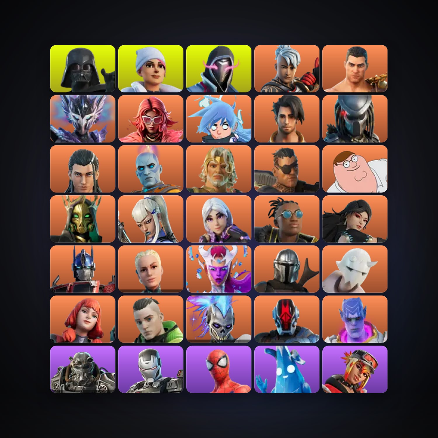 Fortnite locker — 216 skins — 500 V-Bucks — lvl 4307 — HabibiAccounts
