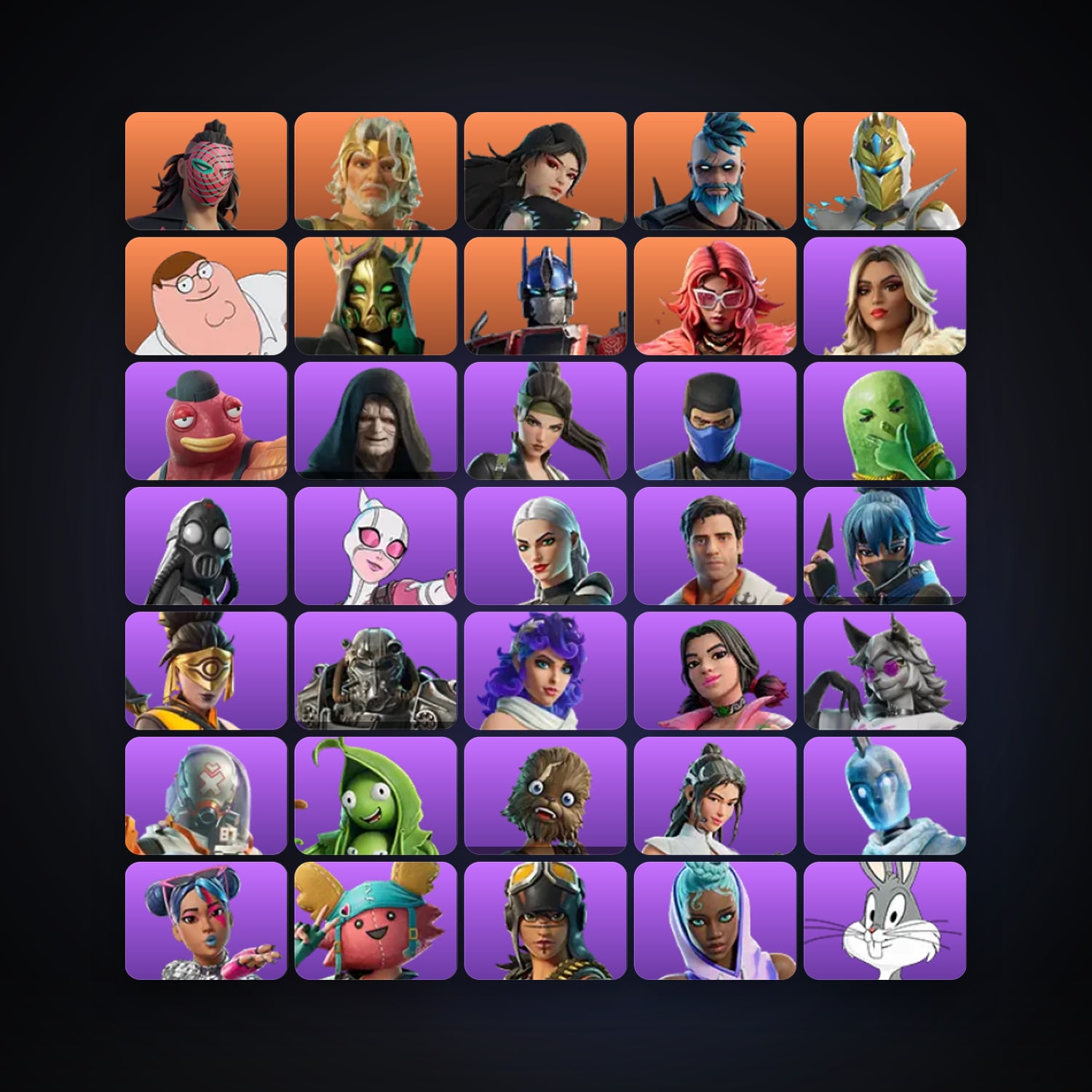 Fortnite locker — 176 skins — 700 V-Bucks — lvl 4299 — HabibiAccounts