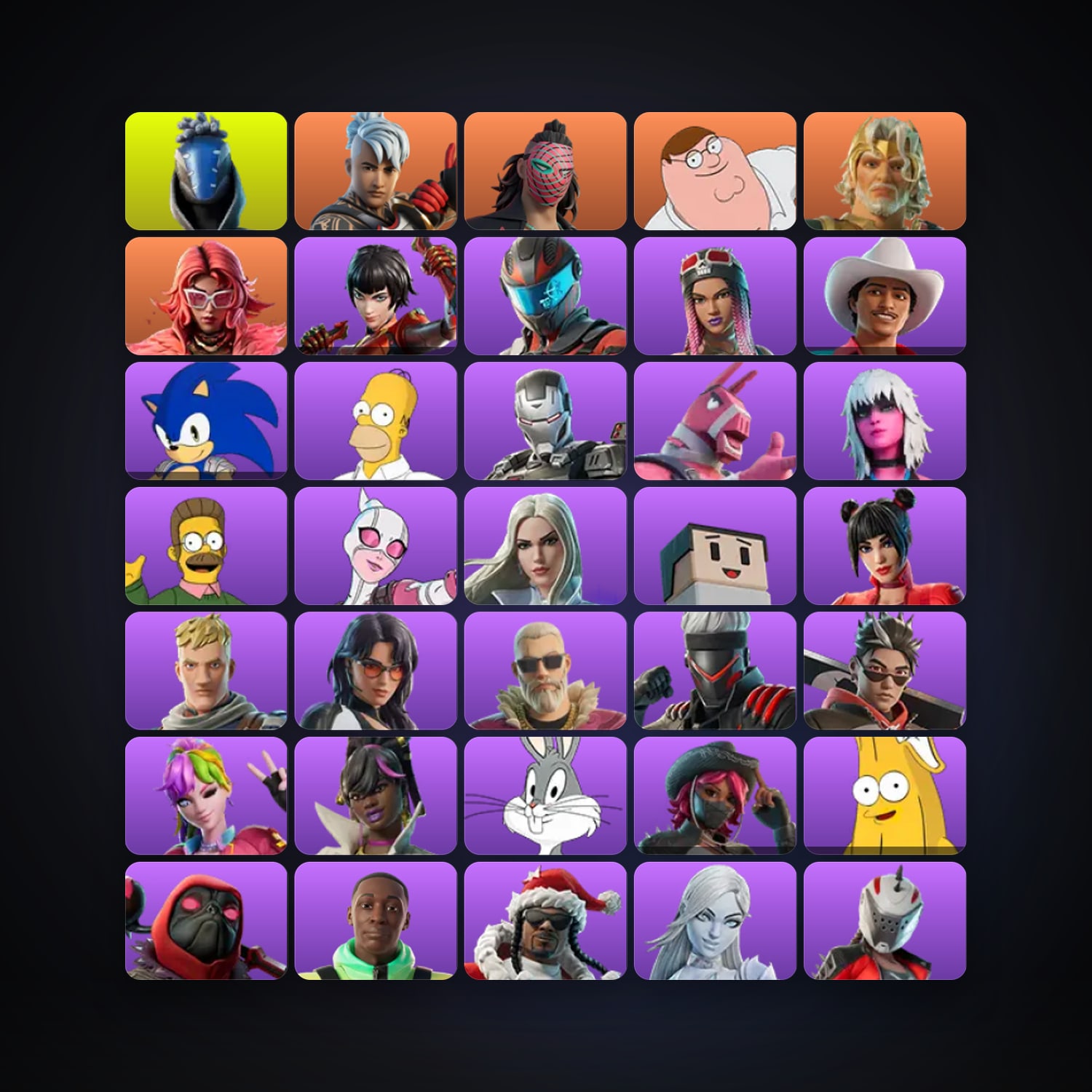 Fortnite locker — 174 skins — 150 V-Bucks — lvl 2311 — HabibiAccounts