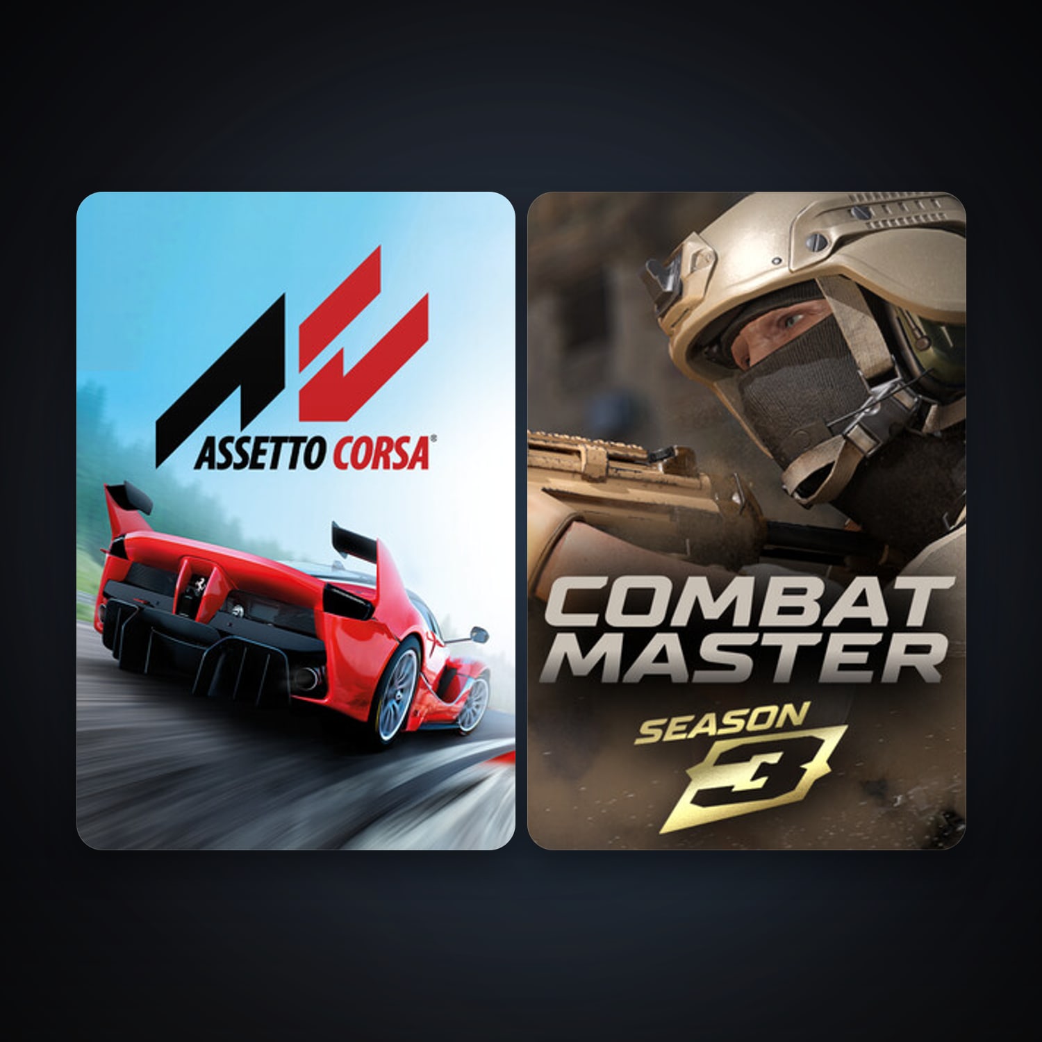 Assetto Corsa + Combat Master: Season 1, 2 games, clean — HabibiAccounts